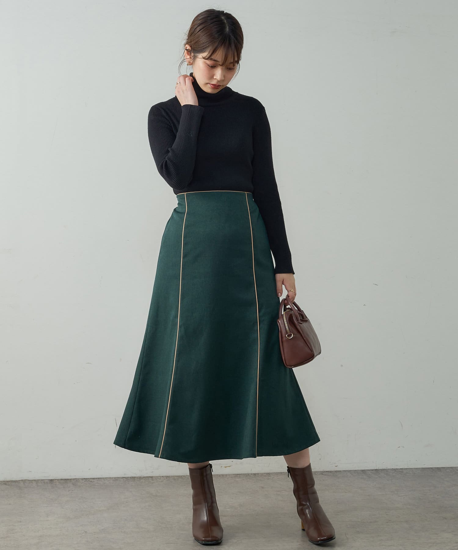 配色パイピングスカート | natural couture(ナチュラルクチュール