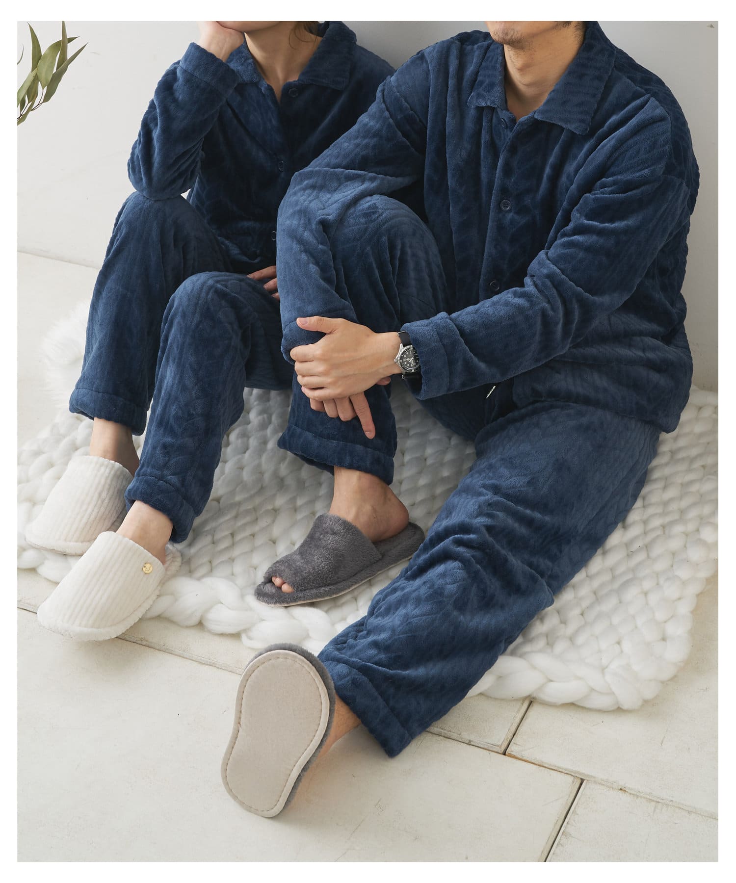 TERRITOIRE(テリトワール) MENS ふんわりシャーリングパジャマ 上下セット