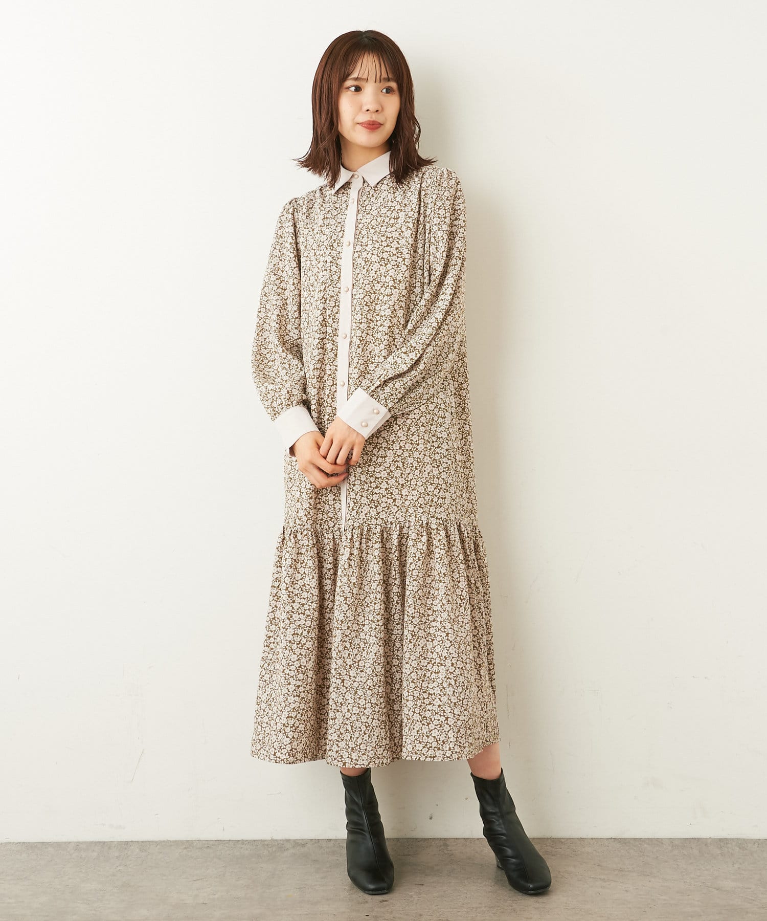 花柄パイピングワンピース | NICE CLAUP / OLIVE des OLIVE