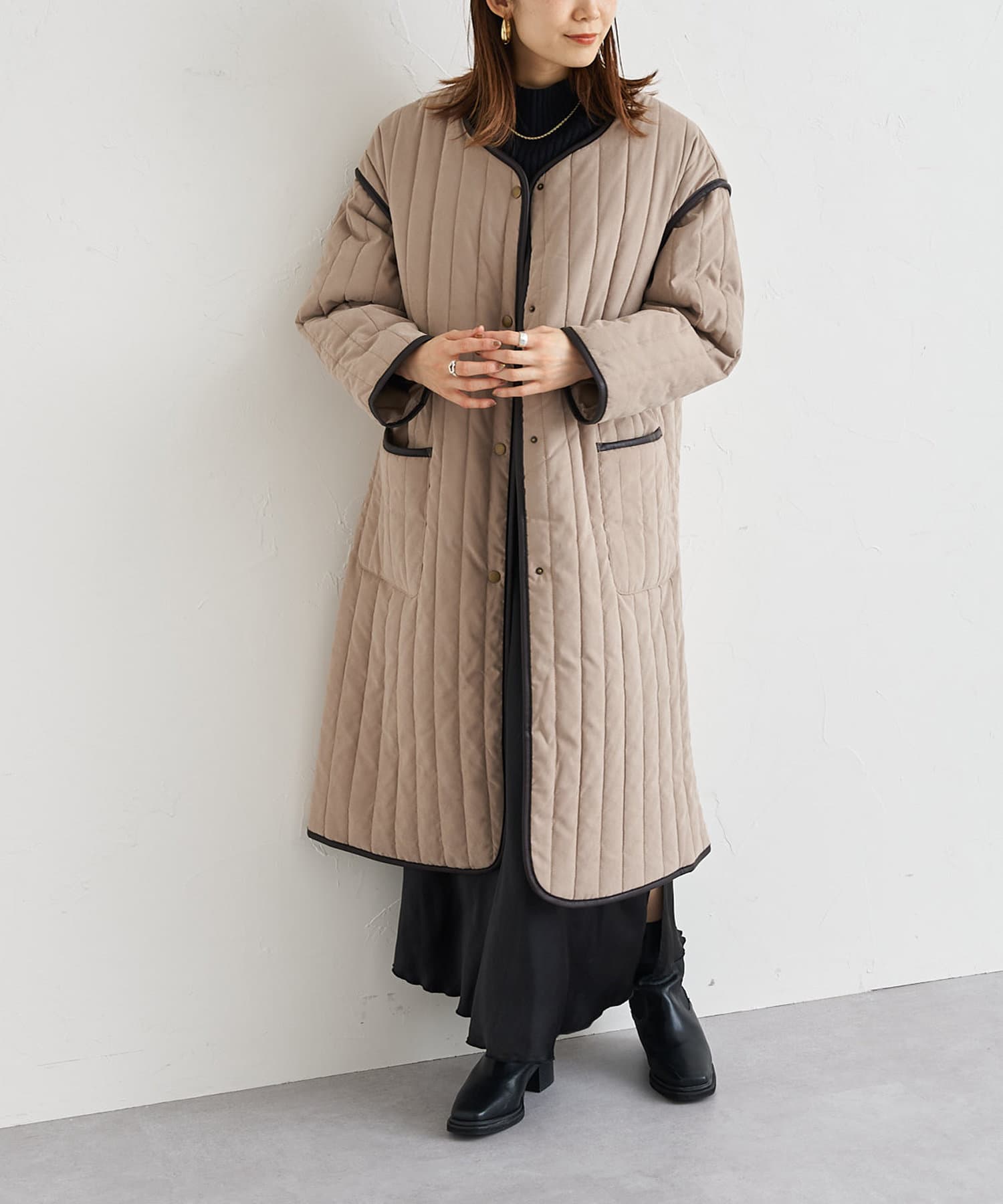 ラインキルトパイピングノーカラーコート | prose verse(プロズ