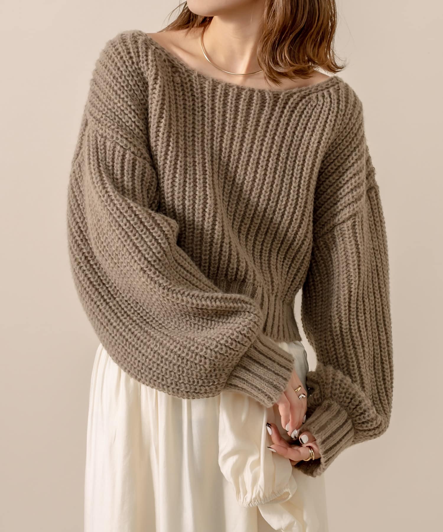 冬の華 mideal 2way ribbon knit / ２wayリボンニット ブルー