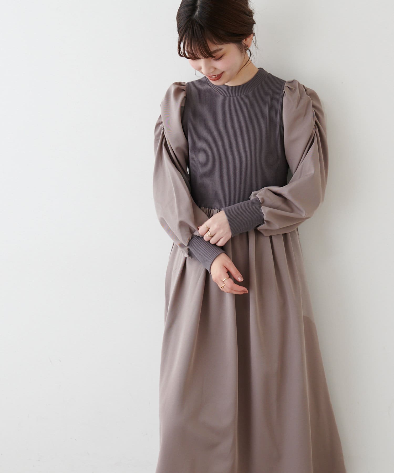 WEB限定】袖コンドッキングワンピース | natural couture(ナチュラル