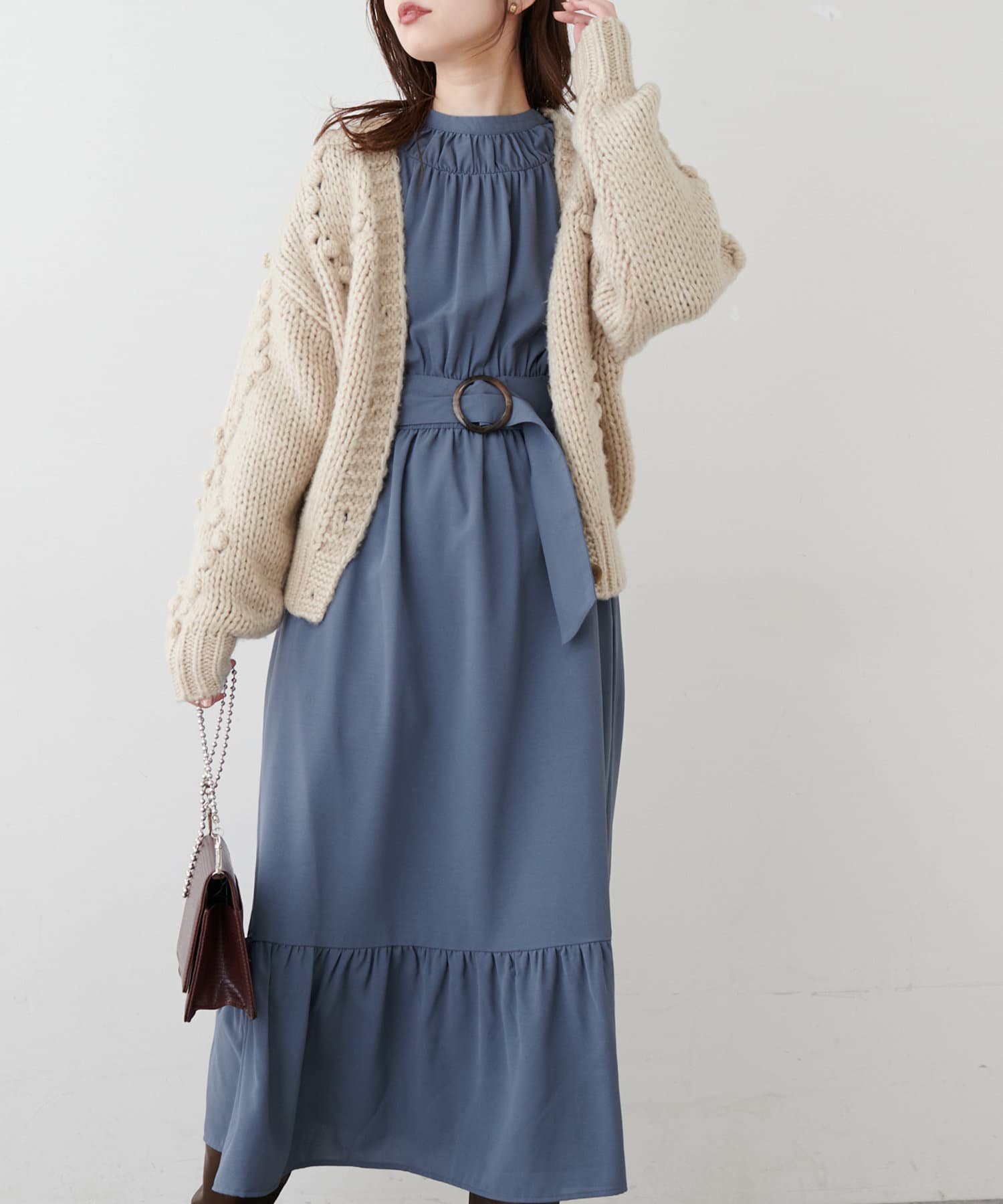 ギャザーネックプチハイワンピース | natural couture(ナチュラル