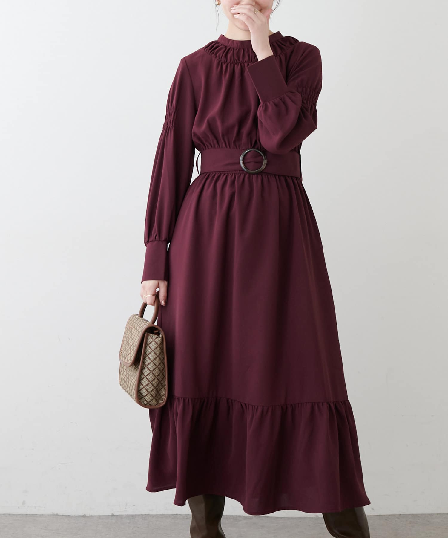 【新品未使用】COEL×NIMU フリルギャザーワンピース 新品未使用】COEL×NIMU フリルギャザーワンピース