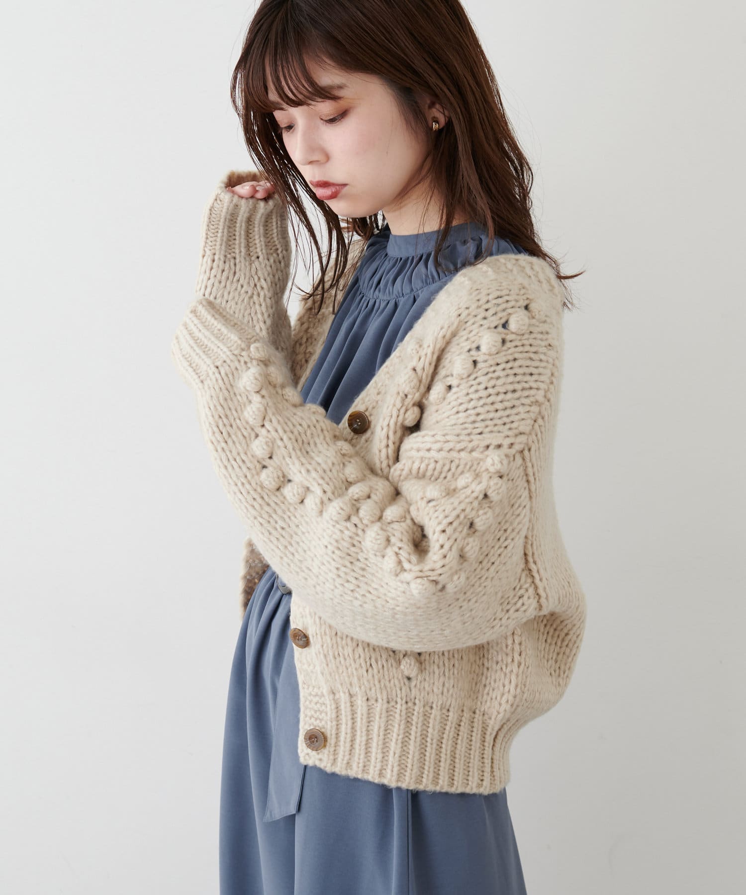 40%割引FREE SIZE見事な me&me couture mixケーブルポンポンニット ...