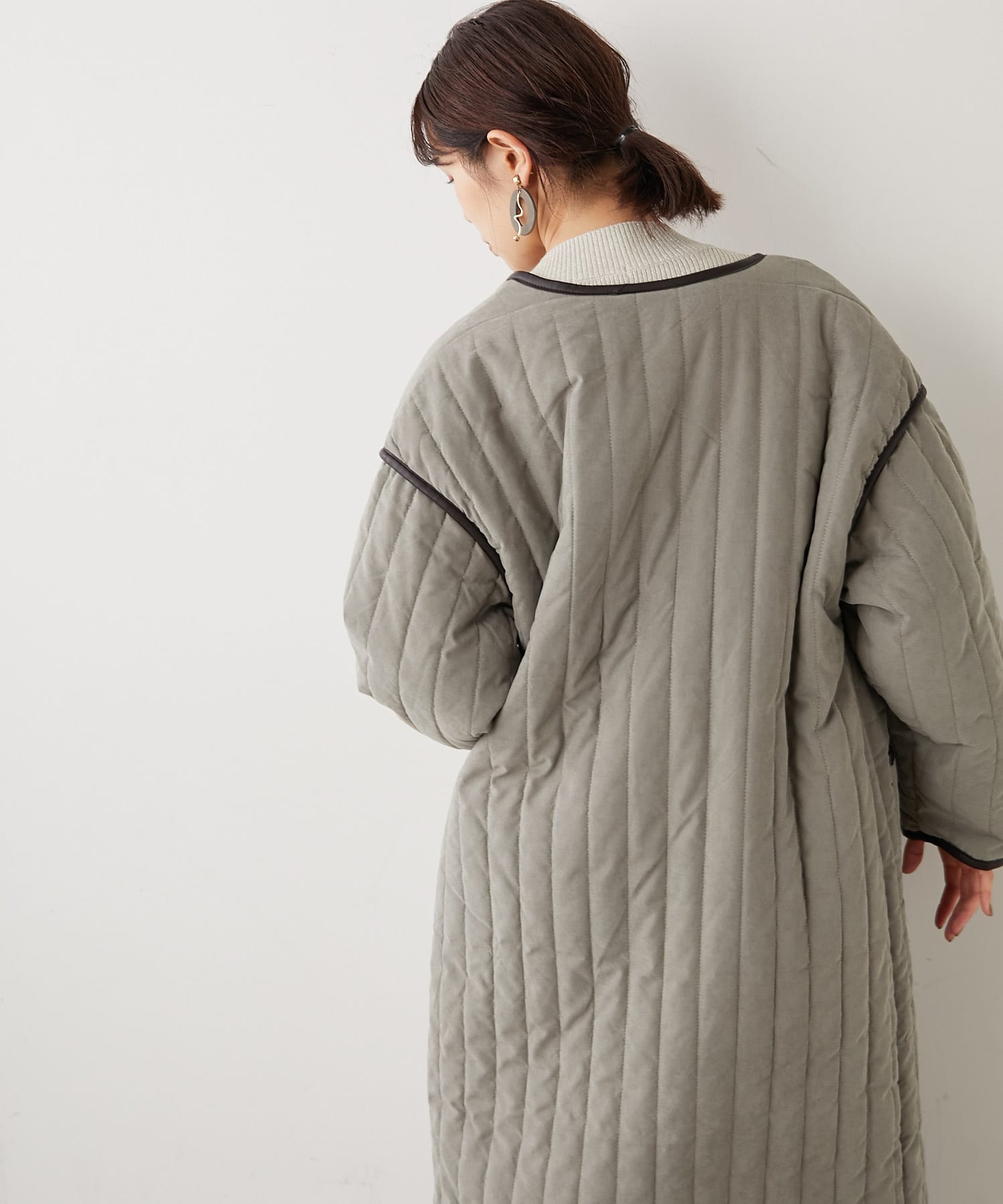 ストライプキルトロングブルゾン | NICE CLAUP / OLIVE des OLIVE