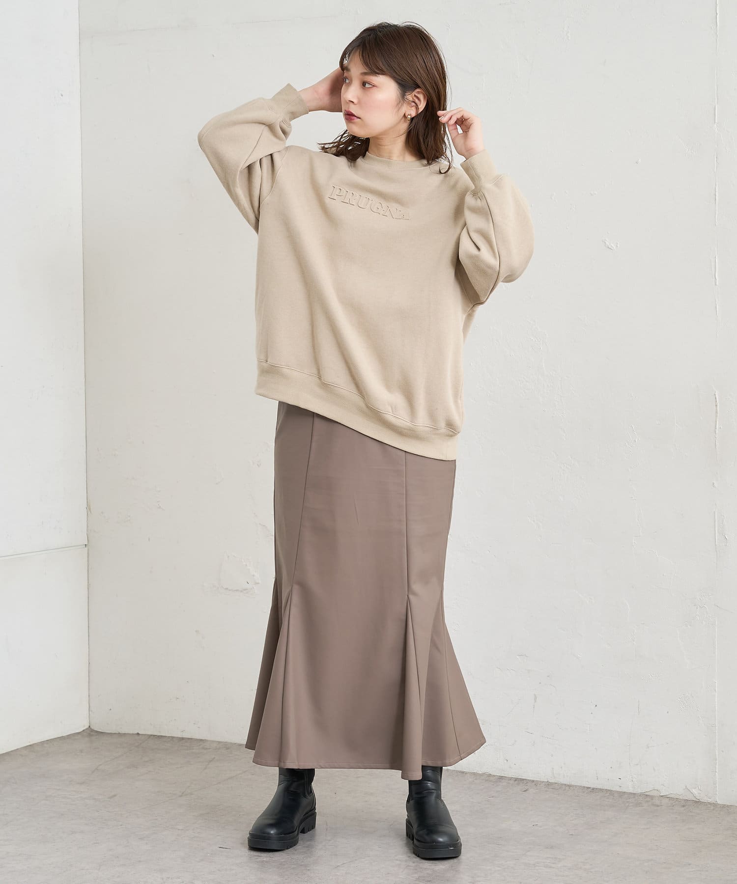 あおいさんコラボエンボスユニセックス裏毛プルオーバー | natural