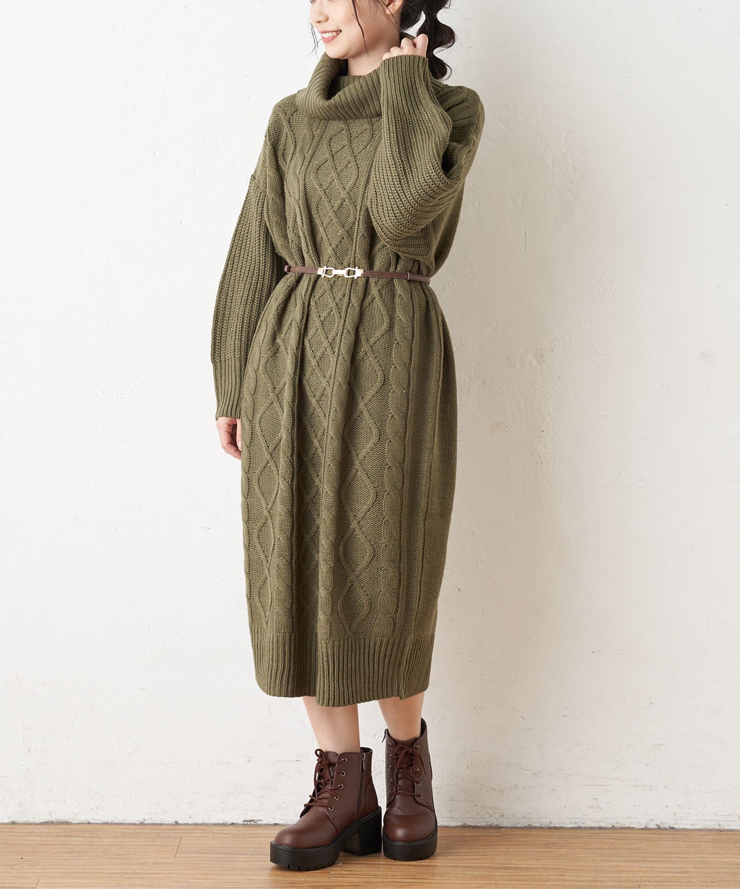 オフタートルボリュームケーブルワンピース Olive Des Olive Outlet オリーブ デ オリーブ アウトレット レディース Pal Closet パルクローゼット パルグループ公式ファッション通販サイト