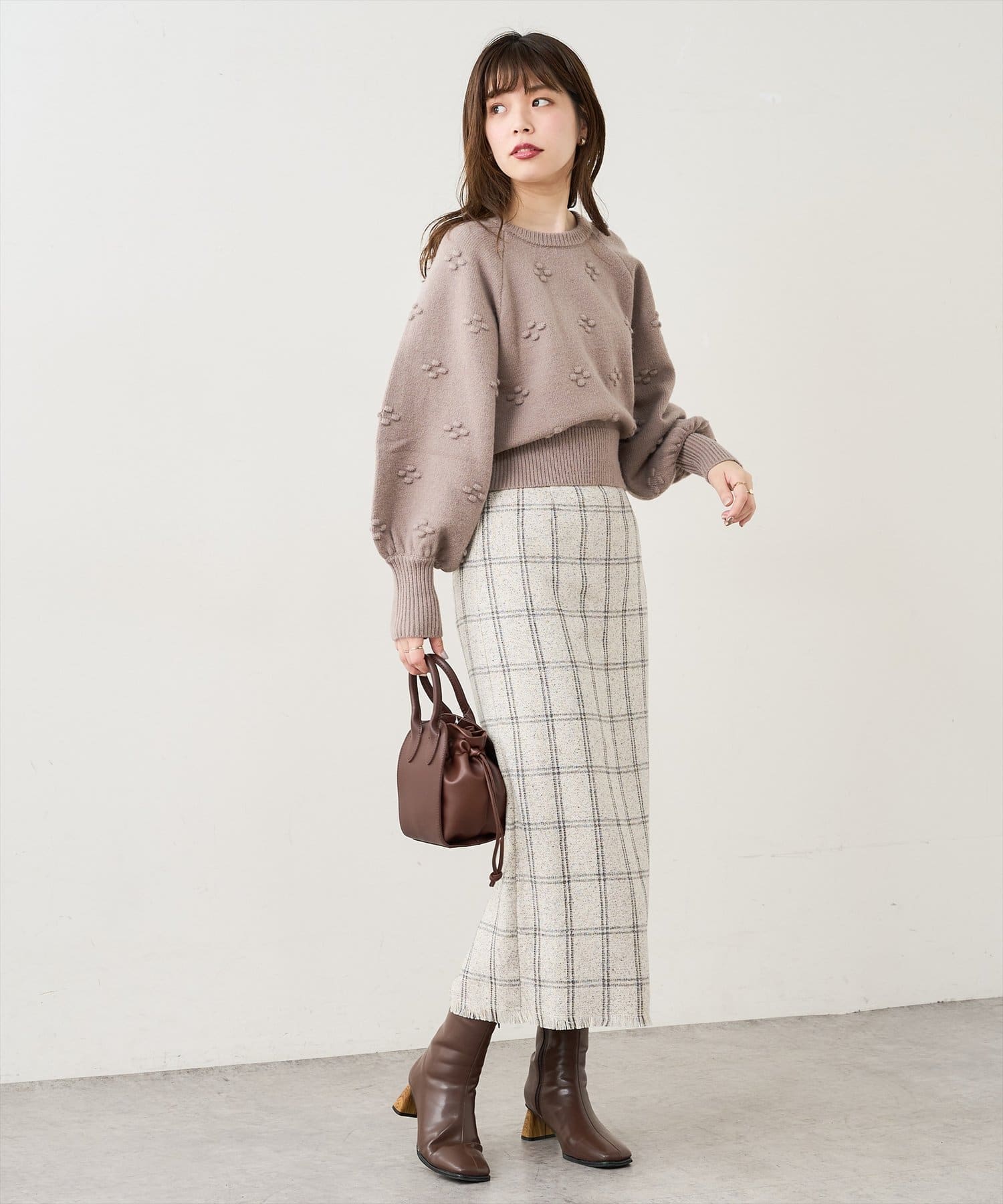 natural couture(ナチュラルクチュール) 【WEB限定カラー有り】つぶつぶお花ニット