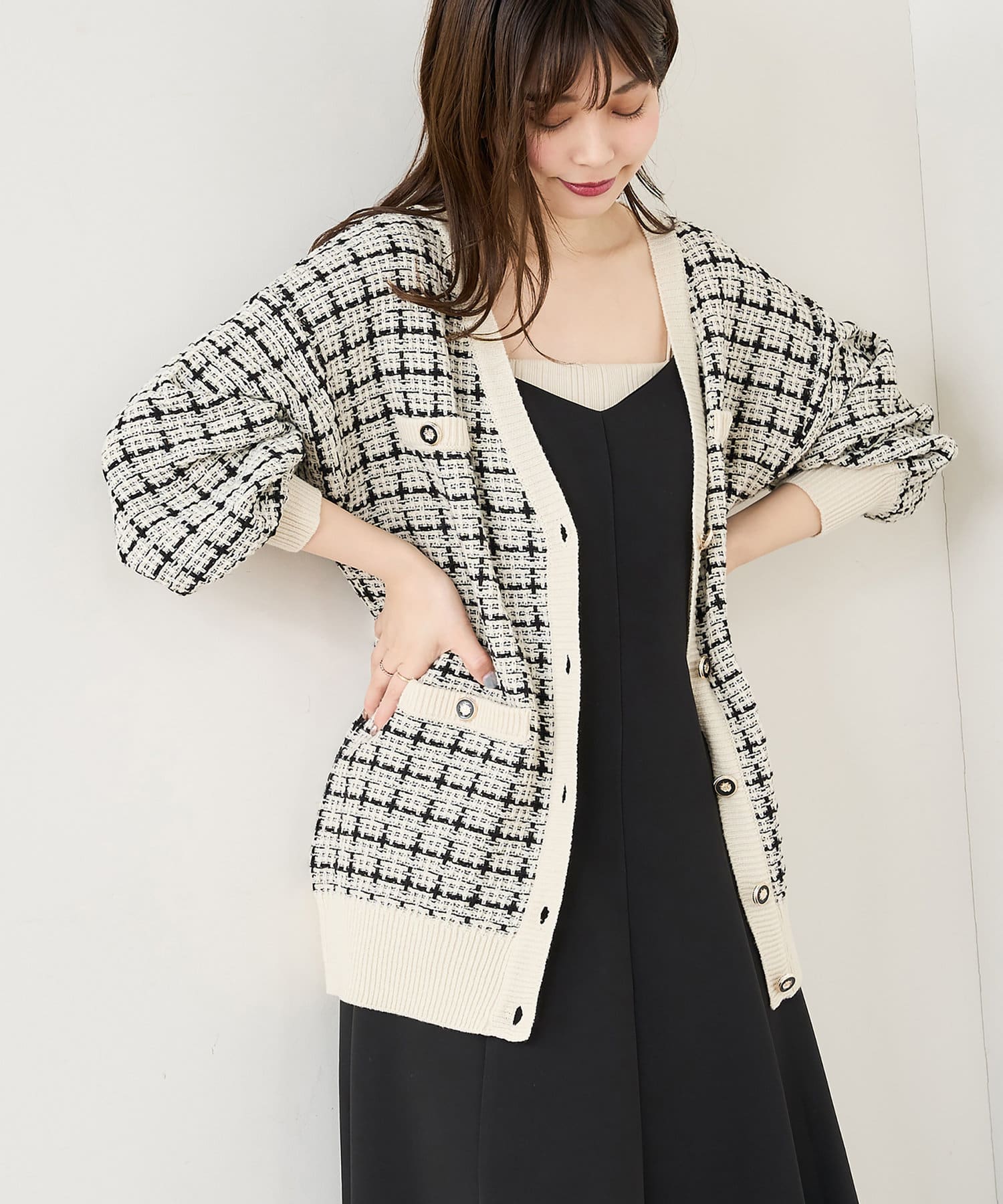 WEB限定カラー有り】ツイードニットVカーディガン | natural couture