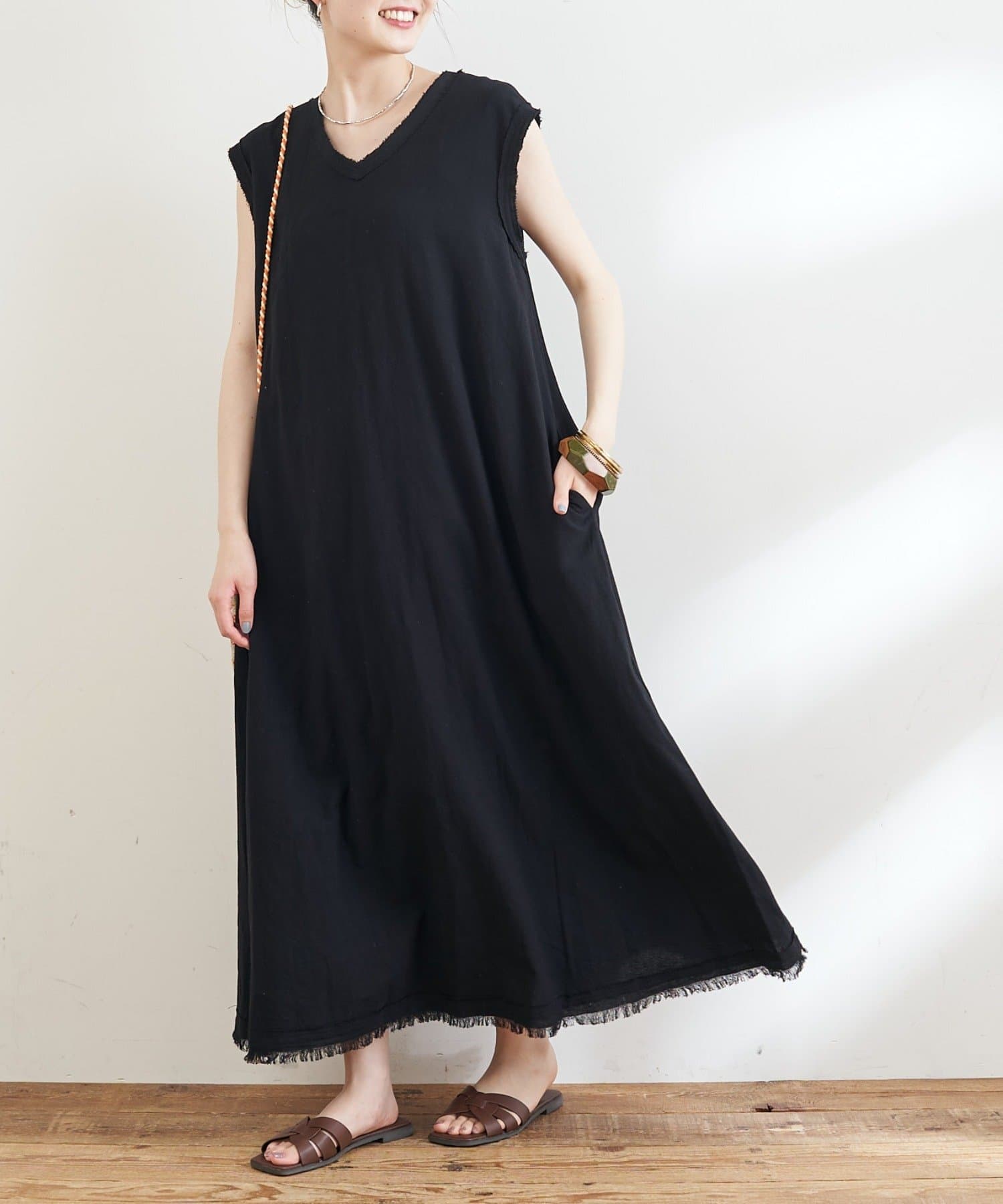 OUTLET(アウトレット) 【CIAOPANIC TYPY】レースアップ裾フリンジワンピ