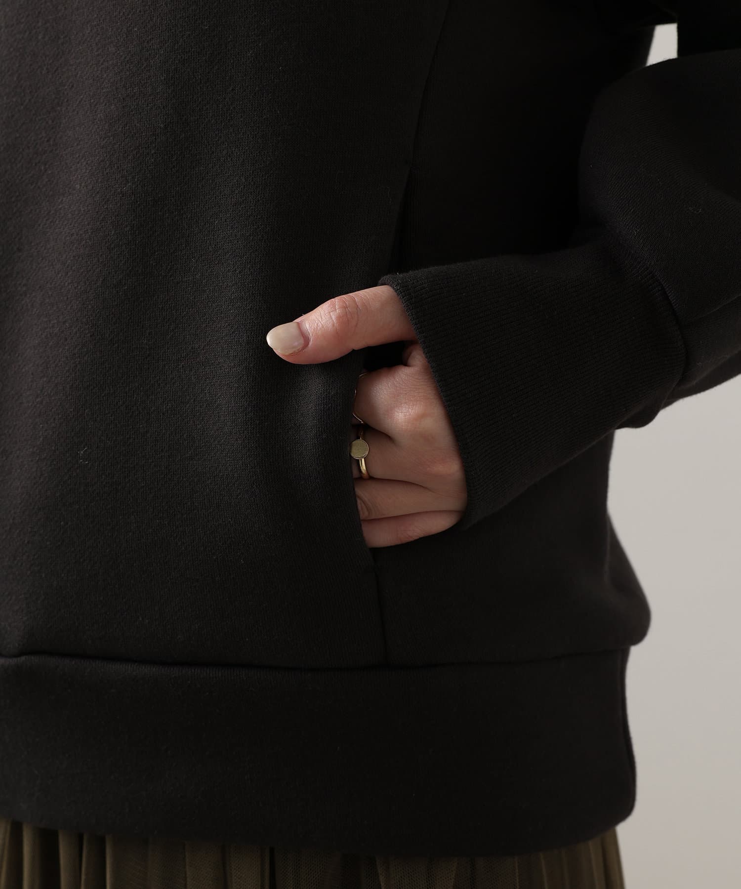 natural couture(ナチュラルクチュール) 【着用動画あり】オープンネック裏起毛パーカー