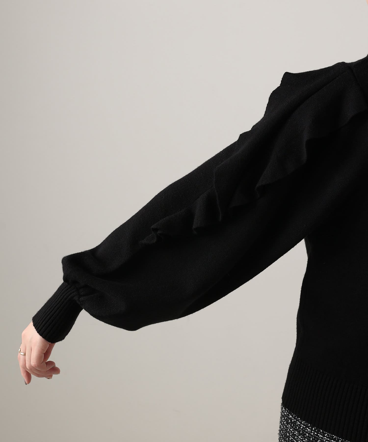 natural couture(ナチュラルクチュール) ラッフルスリーブニット