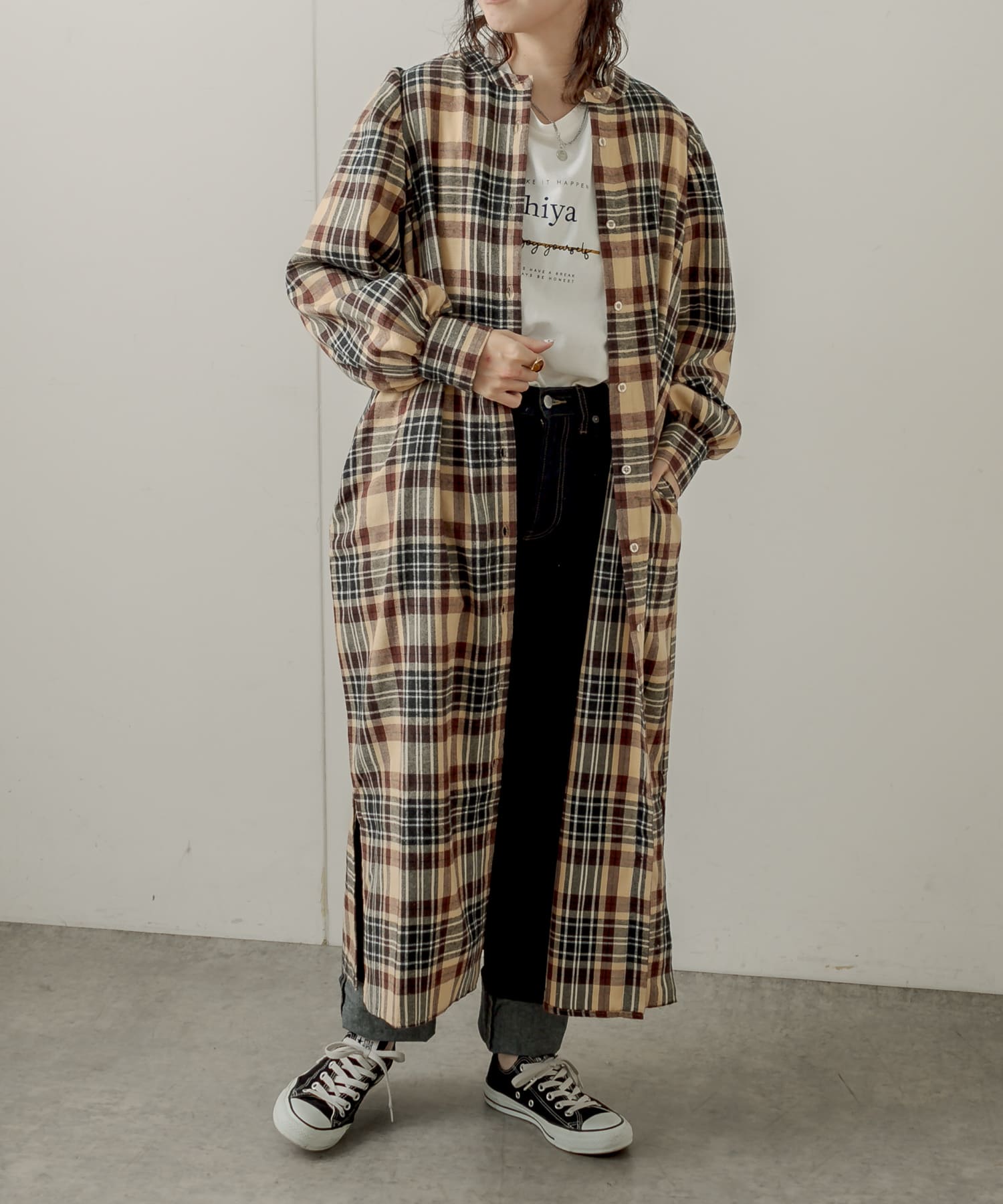 チェック柄羽織OP | NICE CLAUP / OLIVE des OLIVE OUTLET