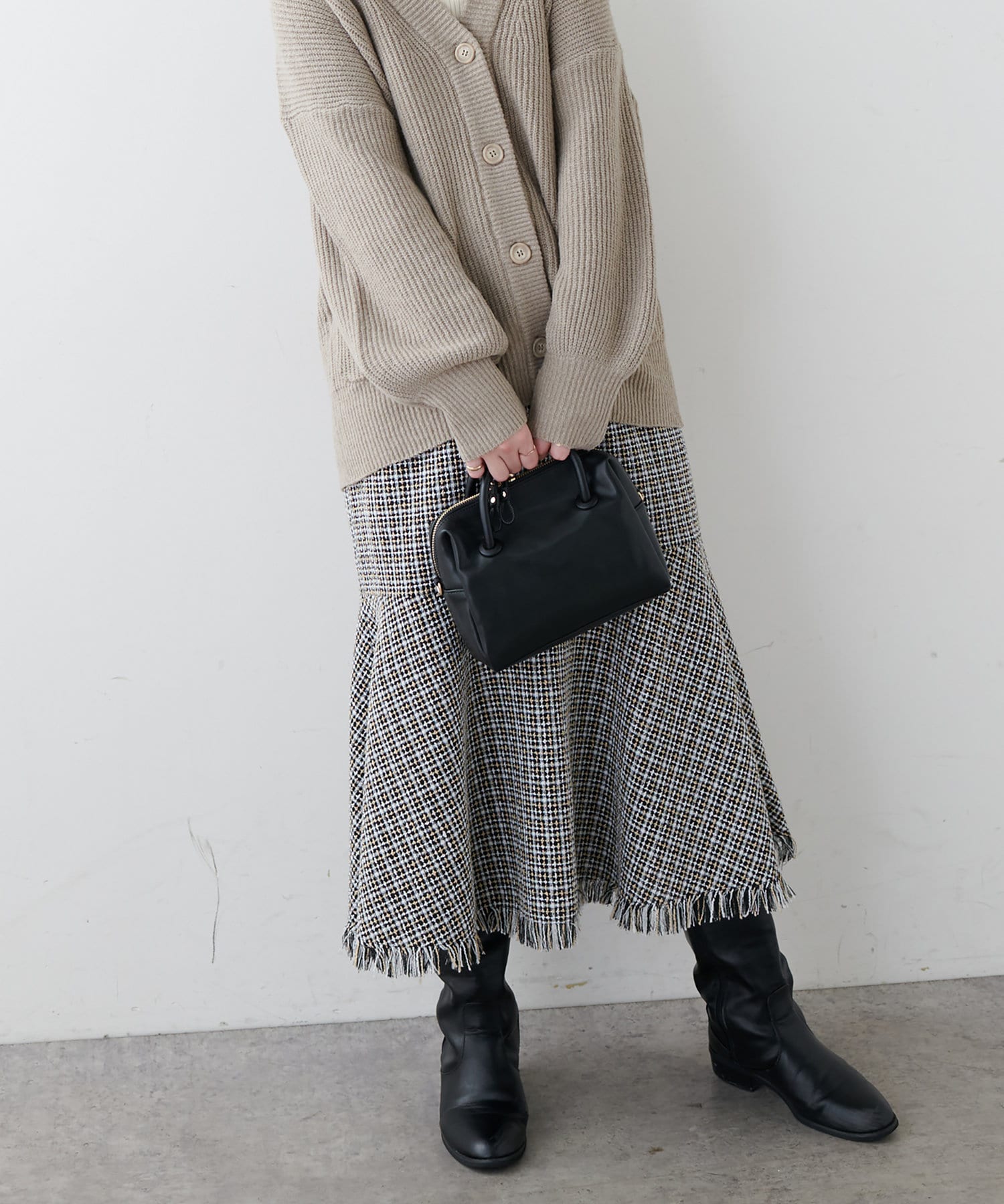 裾フリンジマーメイドツイードスカート | natural couture(ナチュラル
