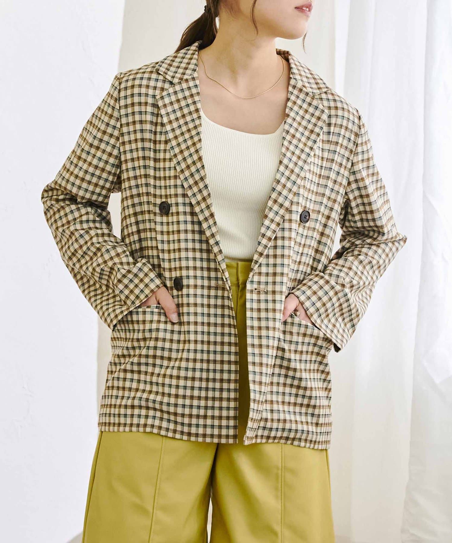 アソートチェックダブルテーラードジャケット Cpcm シーピーシーエム レディース Pal Closet パルクローゼット パルグループ公式ファッション通販サイト
