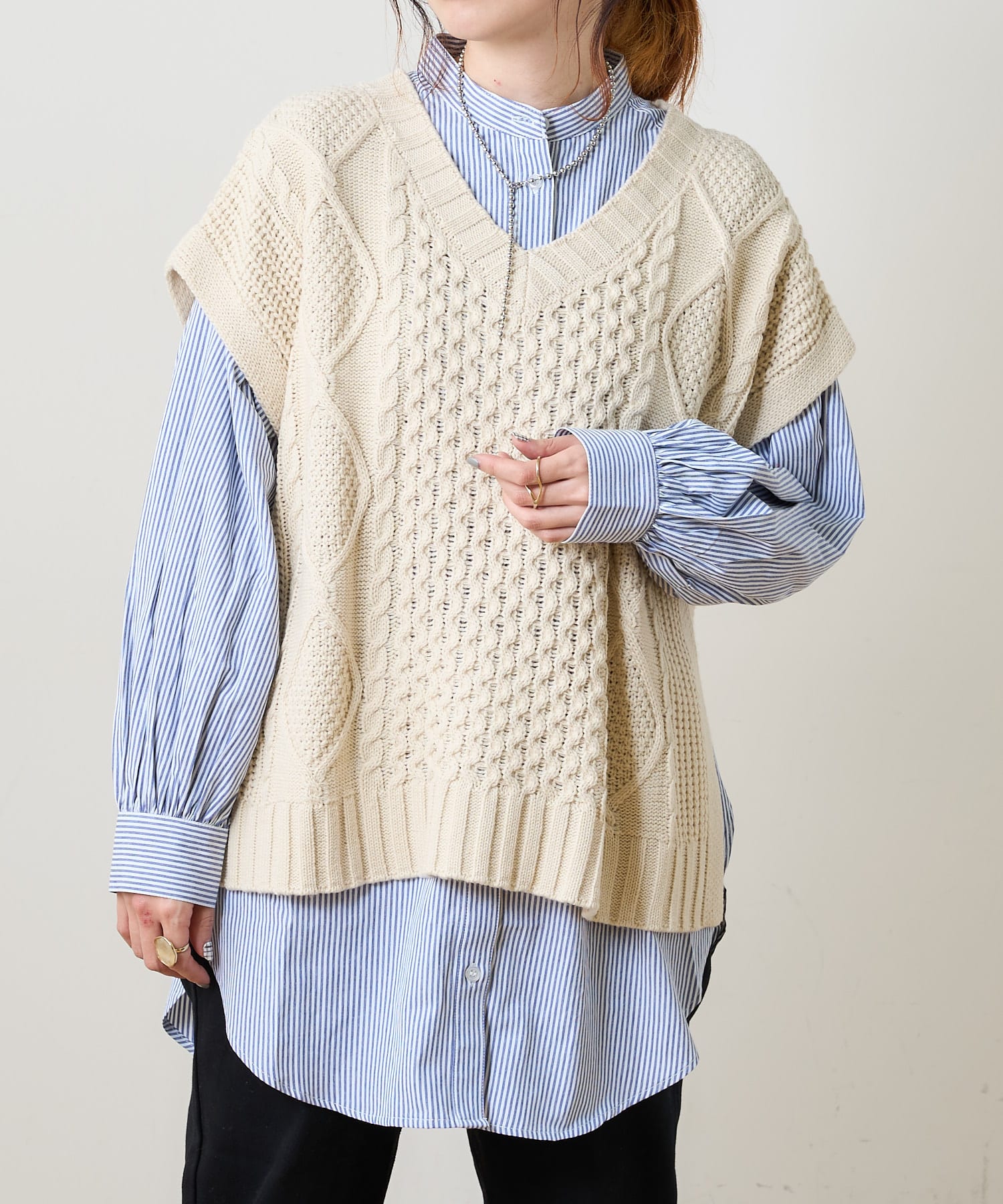 ケーブルニットベスト | NICE CLAUP / OLIVE des OLIVE OUTLET(ナイ