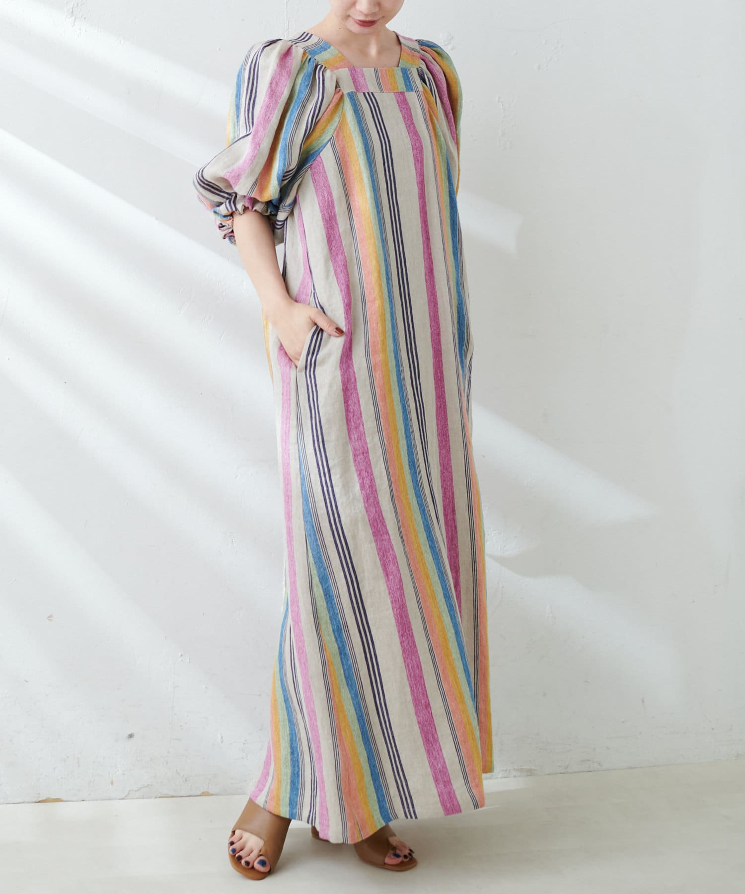 Deliy デリー ストライプリネンワンピース Collage Gallardagalante コラージュ ガリャルダガランテ レディース Pal Closet パルクローゼット パルグループ公式ファッション通販サイト