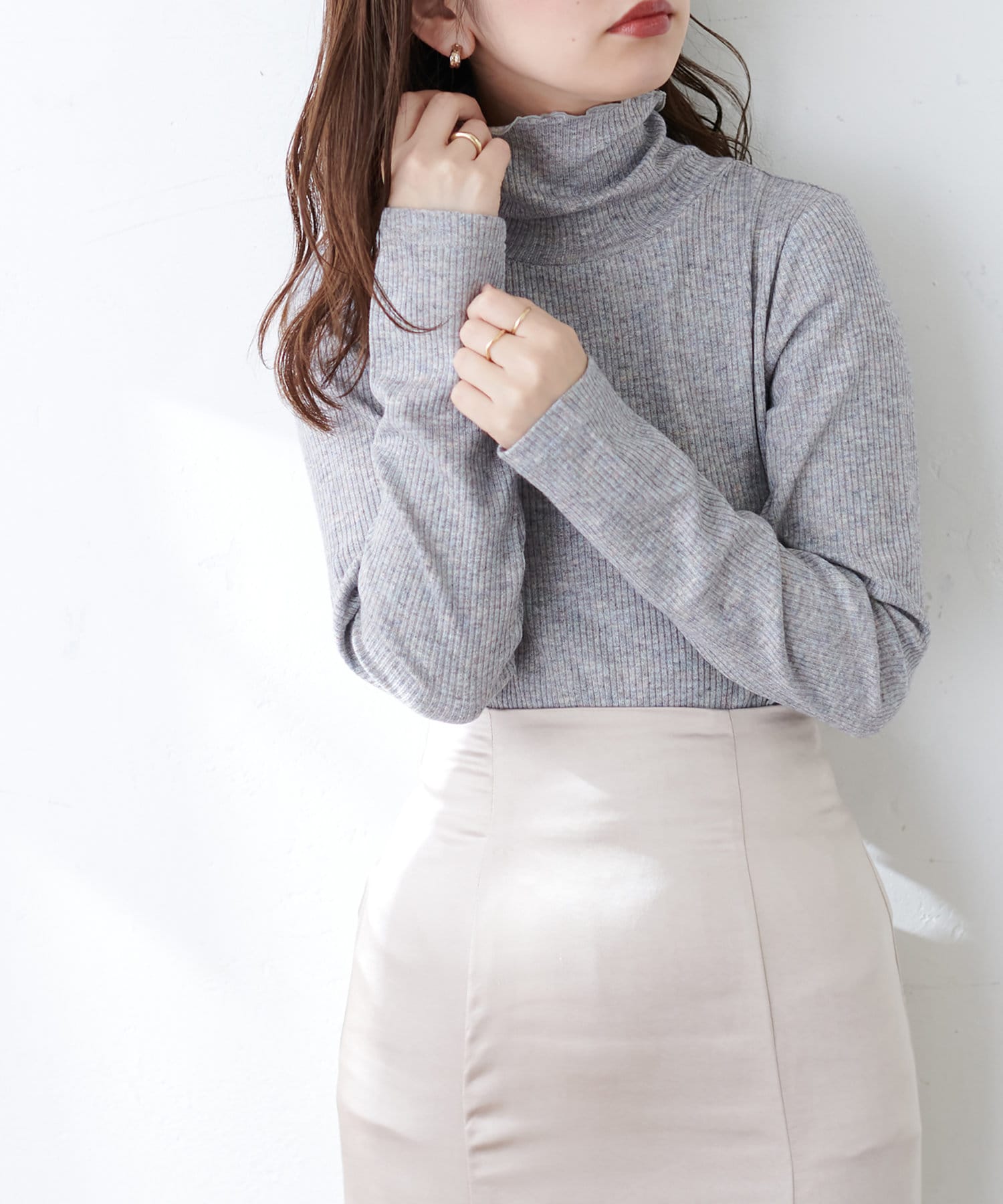 natural couture(ナチュラルクチュール) 【WEB限定】メランジカットリブタートル