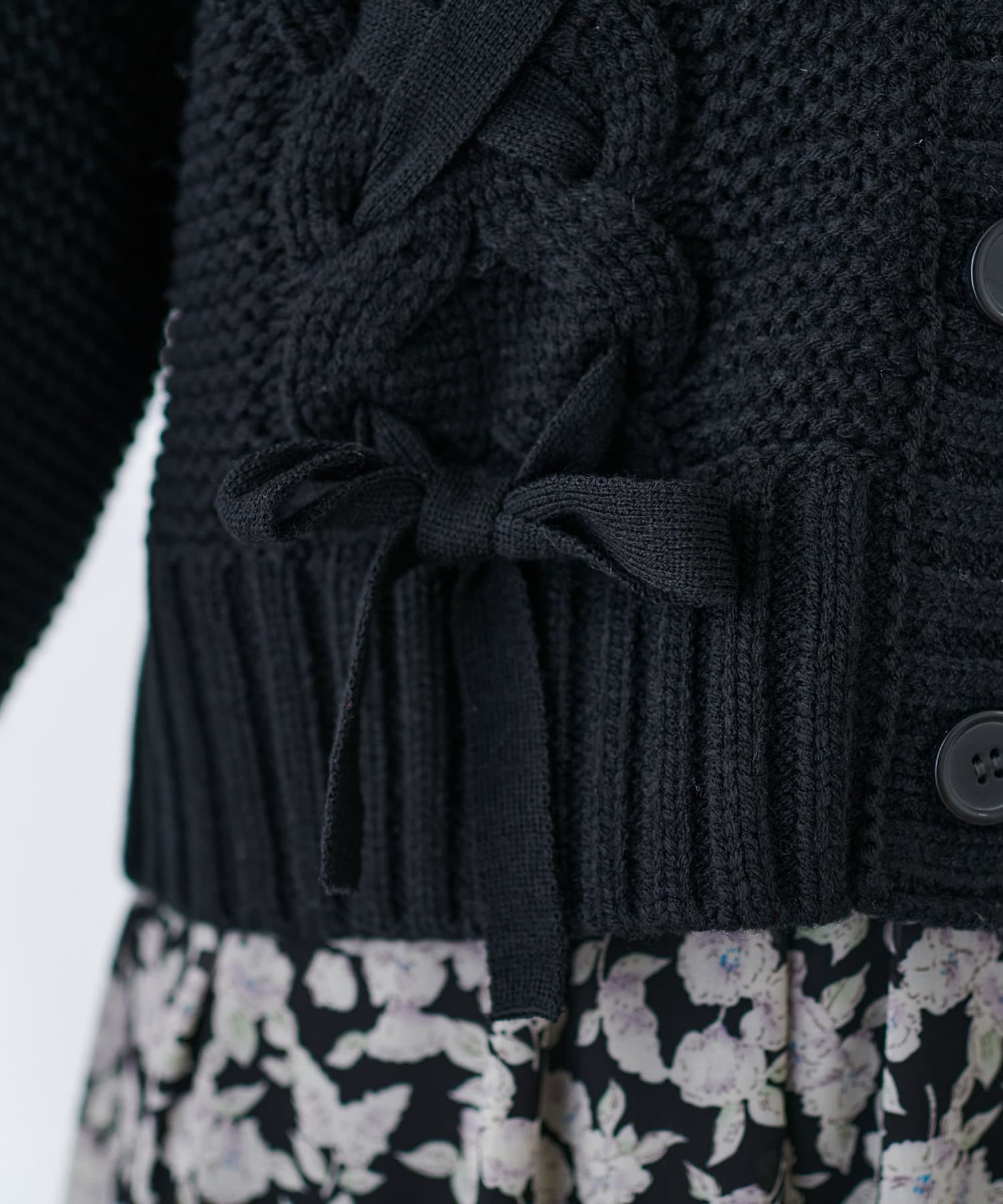 natural couture(ナチュラルクチュール) レースアップざっくりショートカーディガン