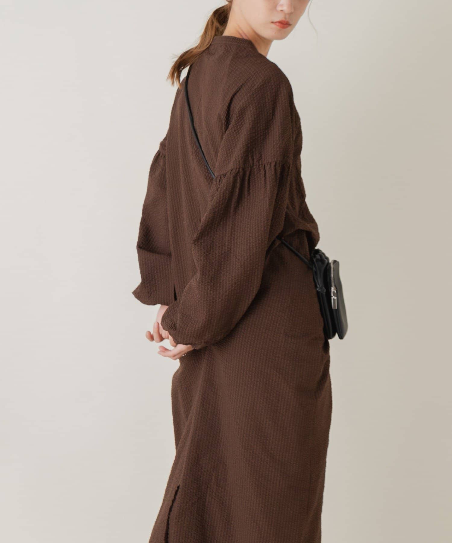 OUTLET(アウトレット) 【Kastane】シャーリングサッカーボリュームワンピース