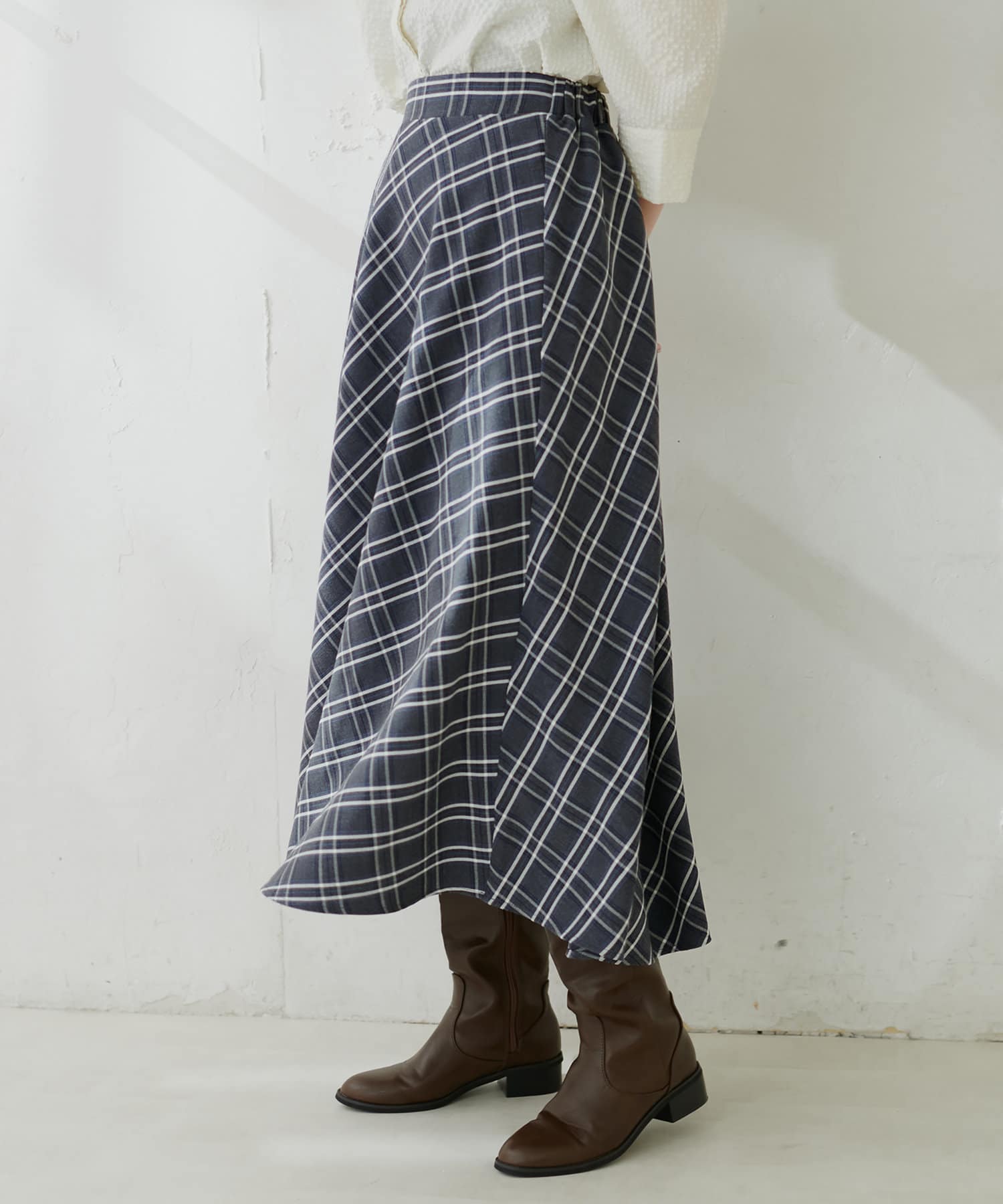 natural couture(ナチュラルクチュール) 【WEB限定カラー有り】チェック柄フレアスカート