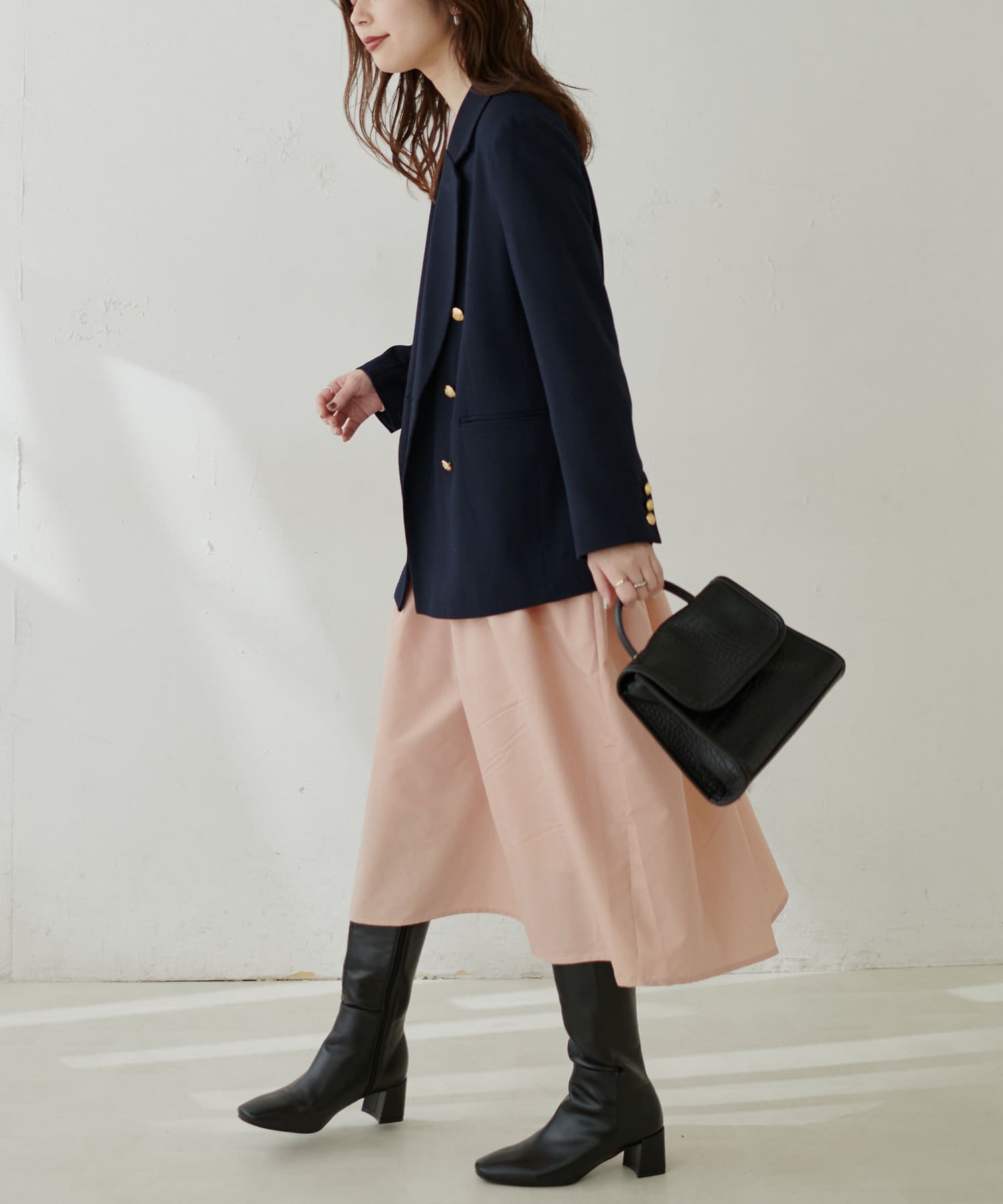 natural couture(ナチュラルクチュール) 【WEB限定カラー有り】アシメ切替えリブニットワンピース