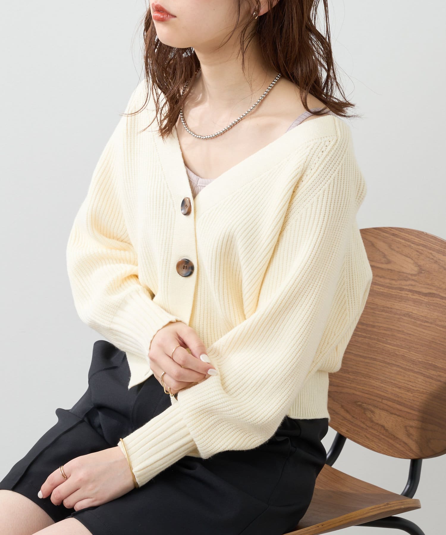 natural couture(ナチュラルクチュール) もちもちプチプラアイレットカーディガン