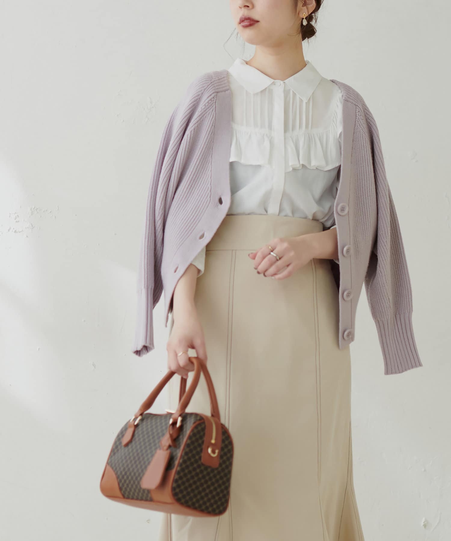 natural couture(ナチュラルクチュール) もちもちプチプラアイレットカーディガン