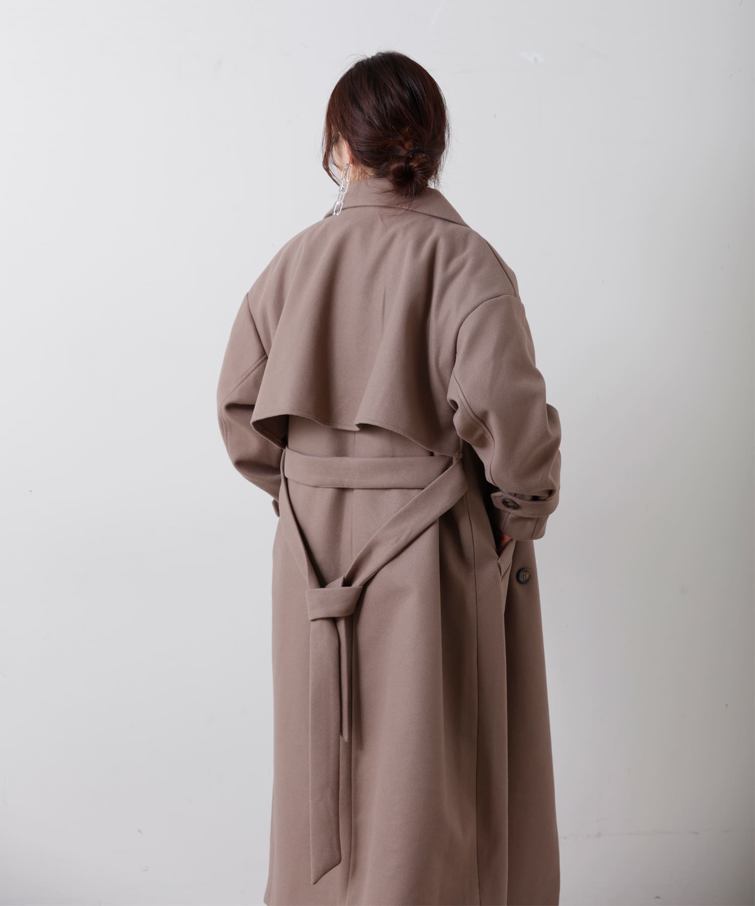 masnada HALF ZIP TRENCH COAT / TWEED LANA INTRECCIATA (BLACK