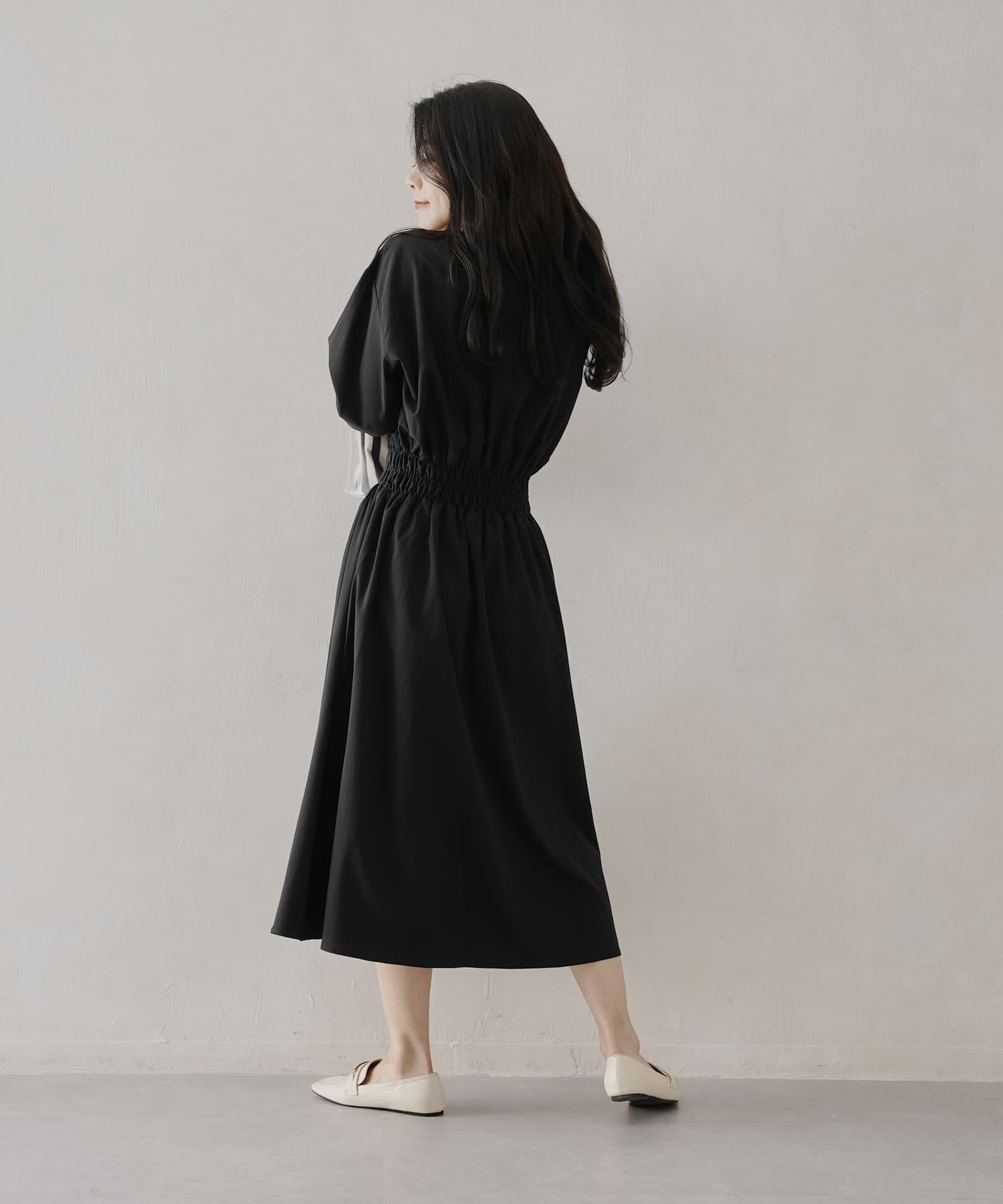 Chez toi(シェトワ) ウエストシャーリングゴムワンピース