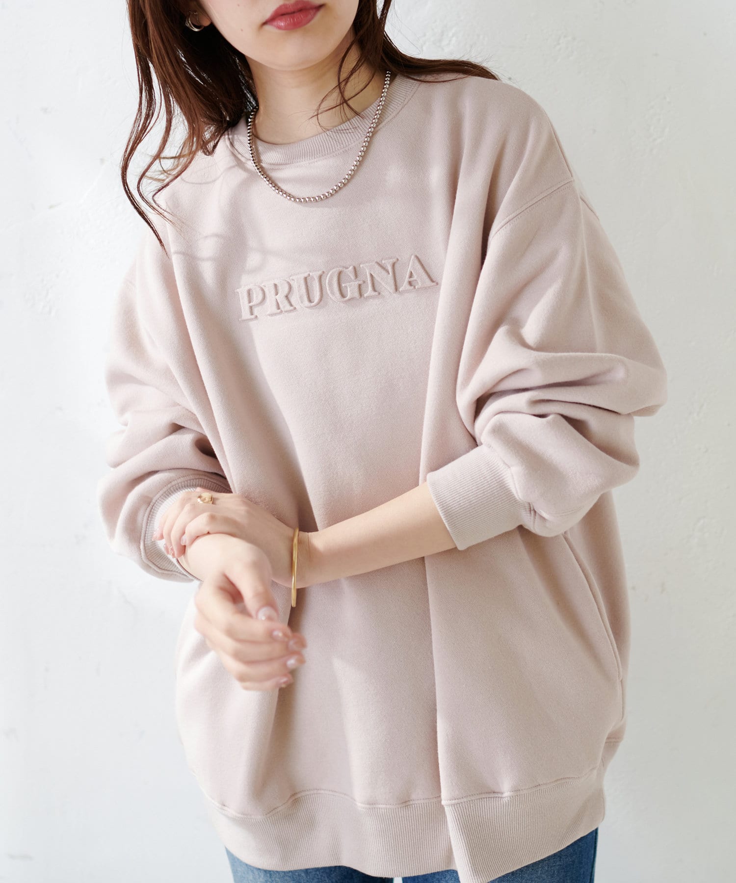 natural couture(ナチュラルクチュール) あおいさんコラボエンボスユニセックス裏毛プルオーバー