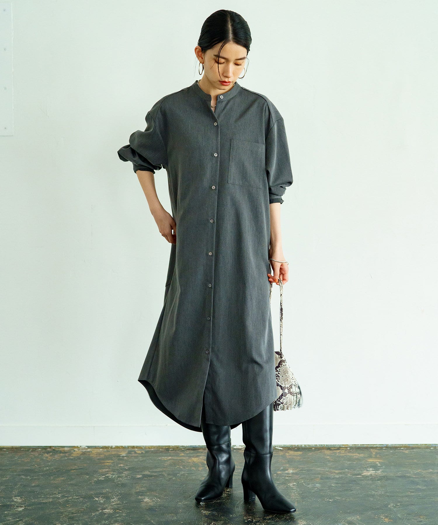 OUTLET(アウトレット) 【Loungedress】コクーンシャツワンピース