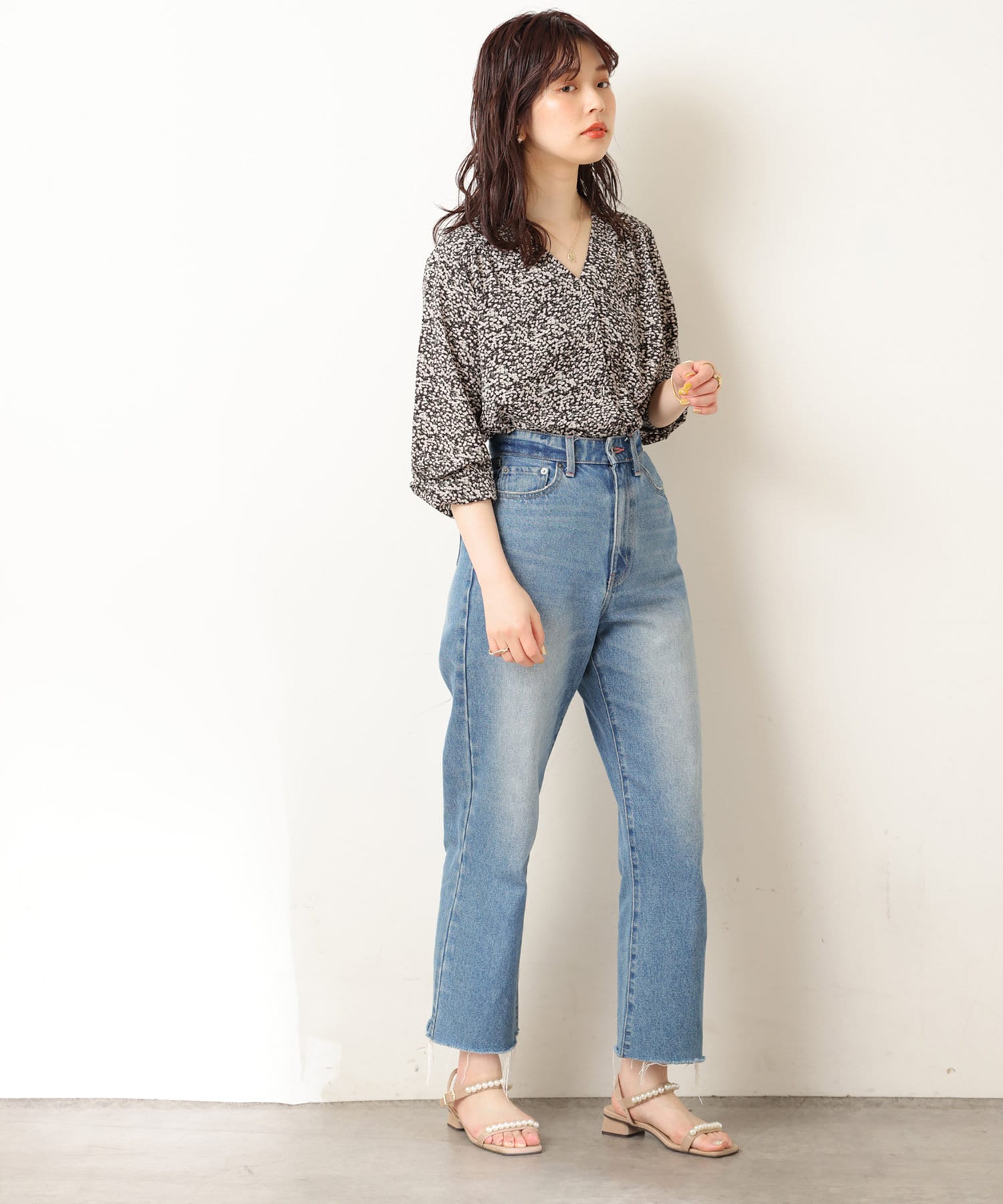 natural couture(ナチュラルクチュール) プチプラバー釦とろみブラウス