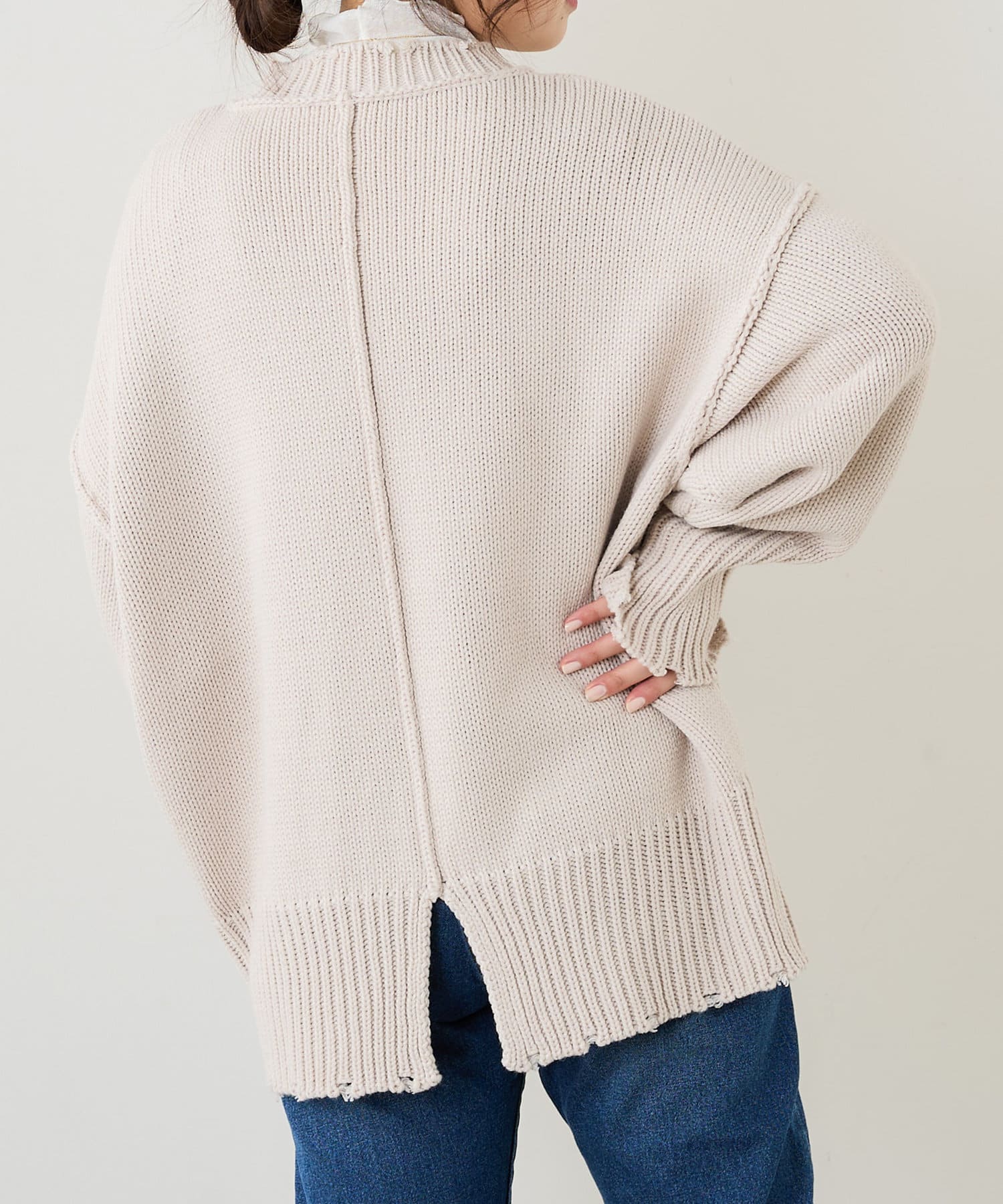 NICE CLAUP / OLIVE des OLIVE OUTLET(ナイスクラップ  / オリーブ デ オリーブ アウトレット) 天竺編みダメージＰＯ