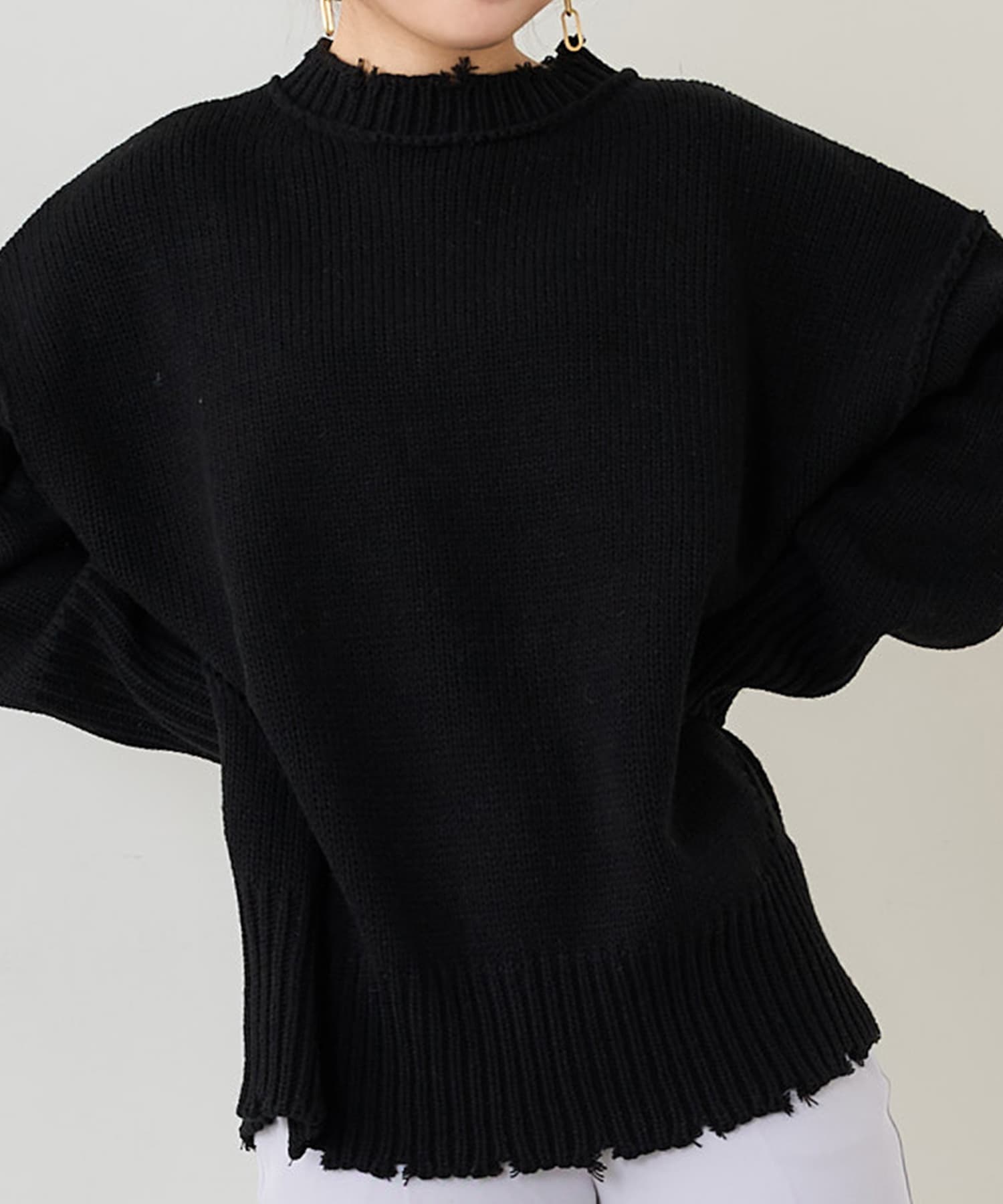 NICE CLAUP / OLIVE des OLIVE OUTLET(ナイスクラップ  / オリーブ デ オリーブ アウトレット) 天竺編みダメージＰＯ