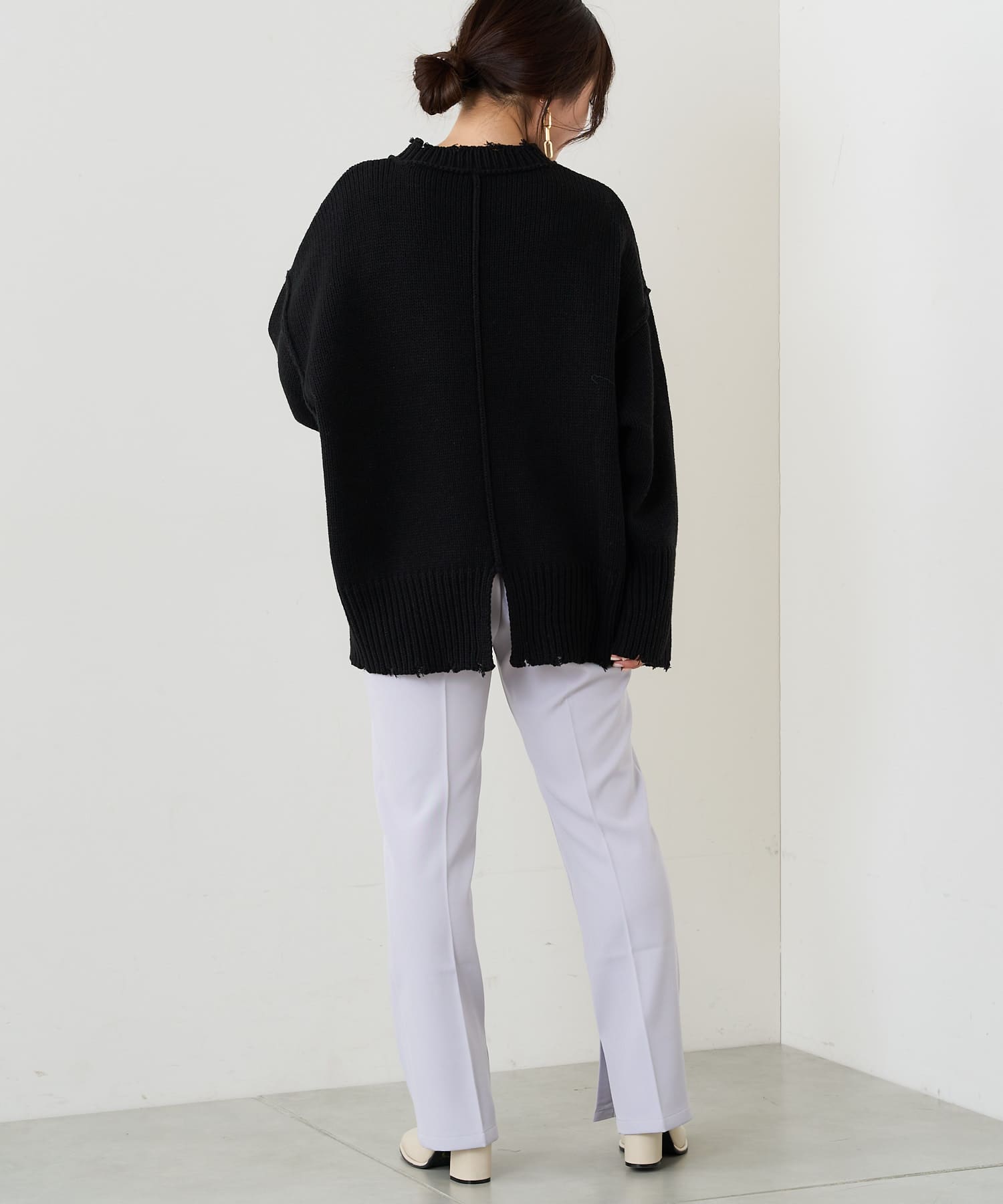 NICE CLAUP / OLIVE des OLIVE OUTLET(ナイスクラップ  / オリーブ デ オリーブ アウトレット) 天竺編みダメージＰＯ