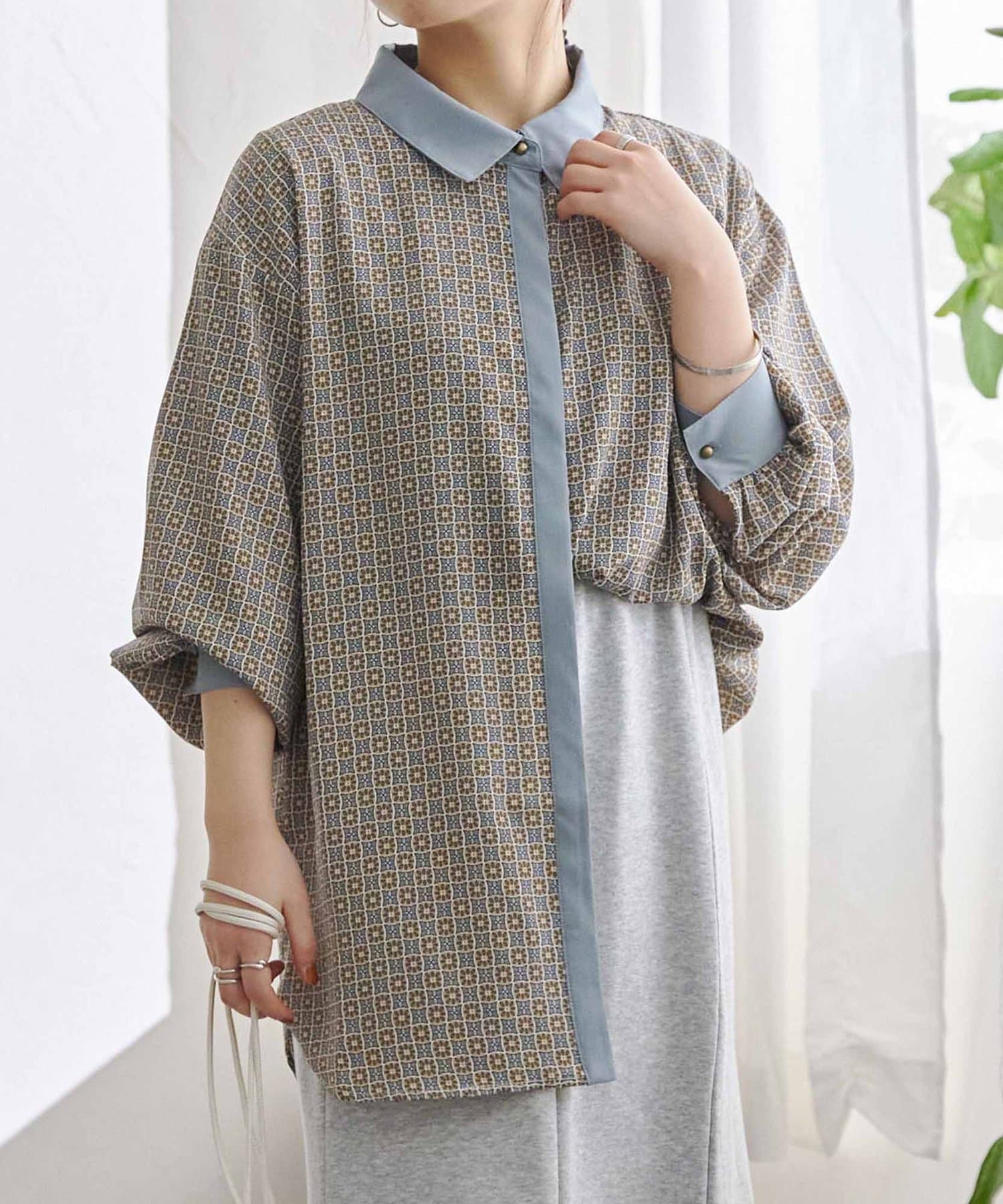 幾何学柄前立て配色シャツ Cpcm シーピーシーエム レディース Pal Closet パルクローゼット パルグループ公式ファッション通販サイト