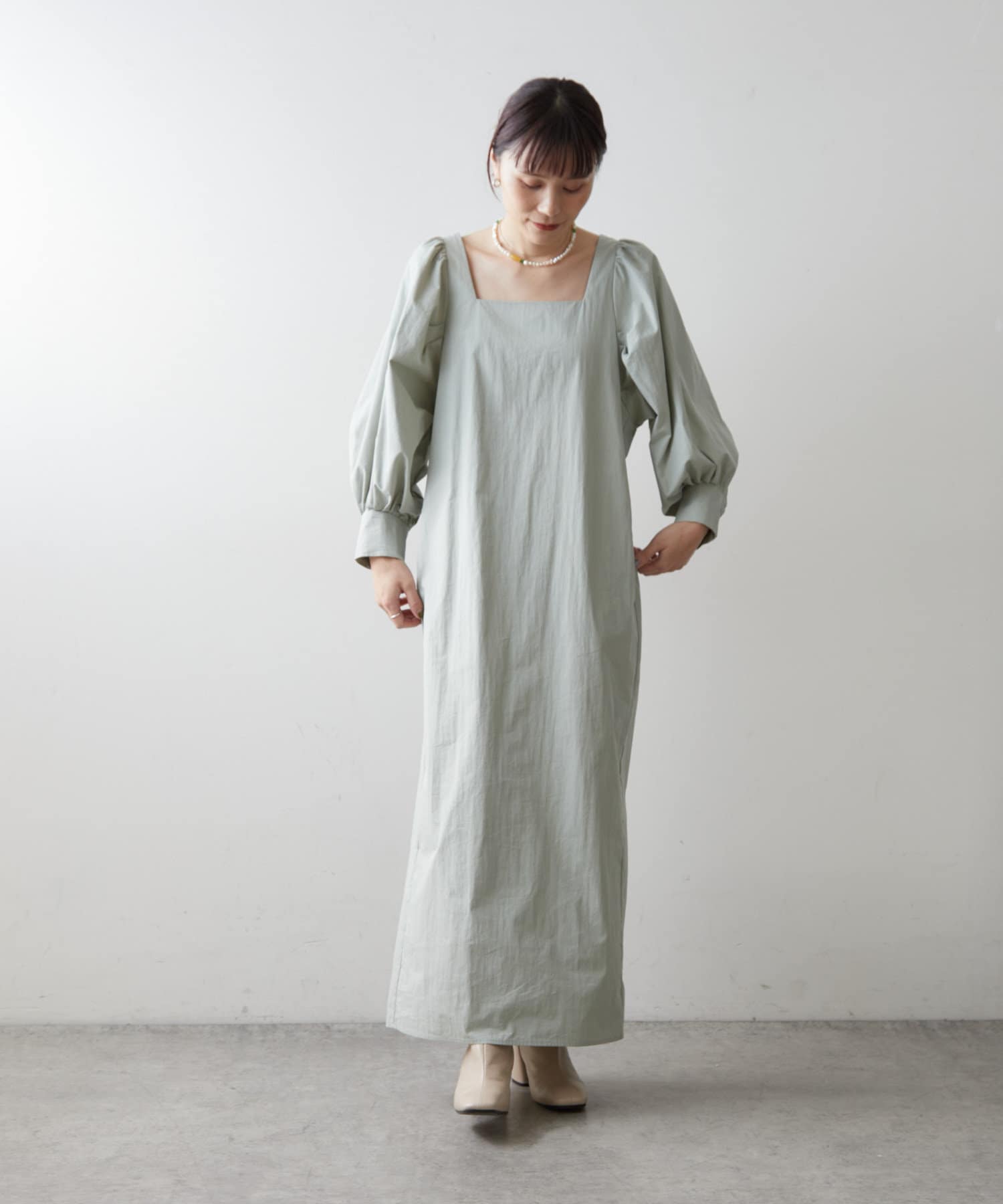 Omekashi スクエアネックワンピース