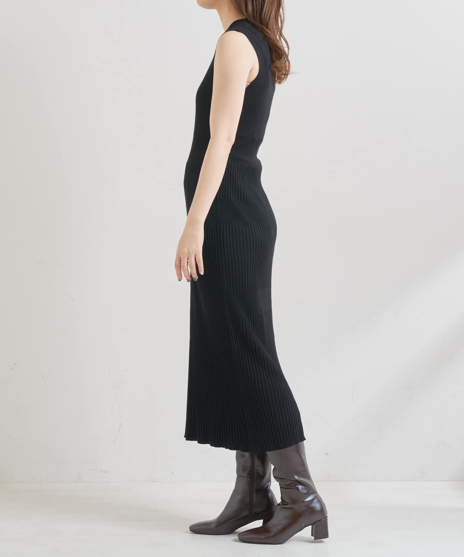 natural couture(ナチュラルクチュール) 【WEB限定】シアーブラウスカーディガン×リブニットワンピース
