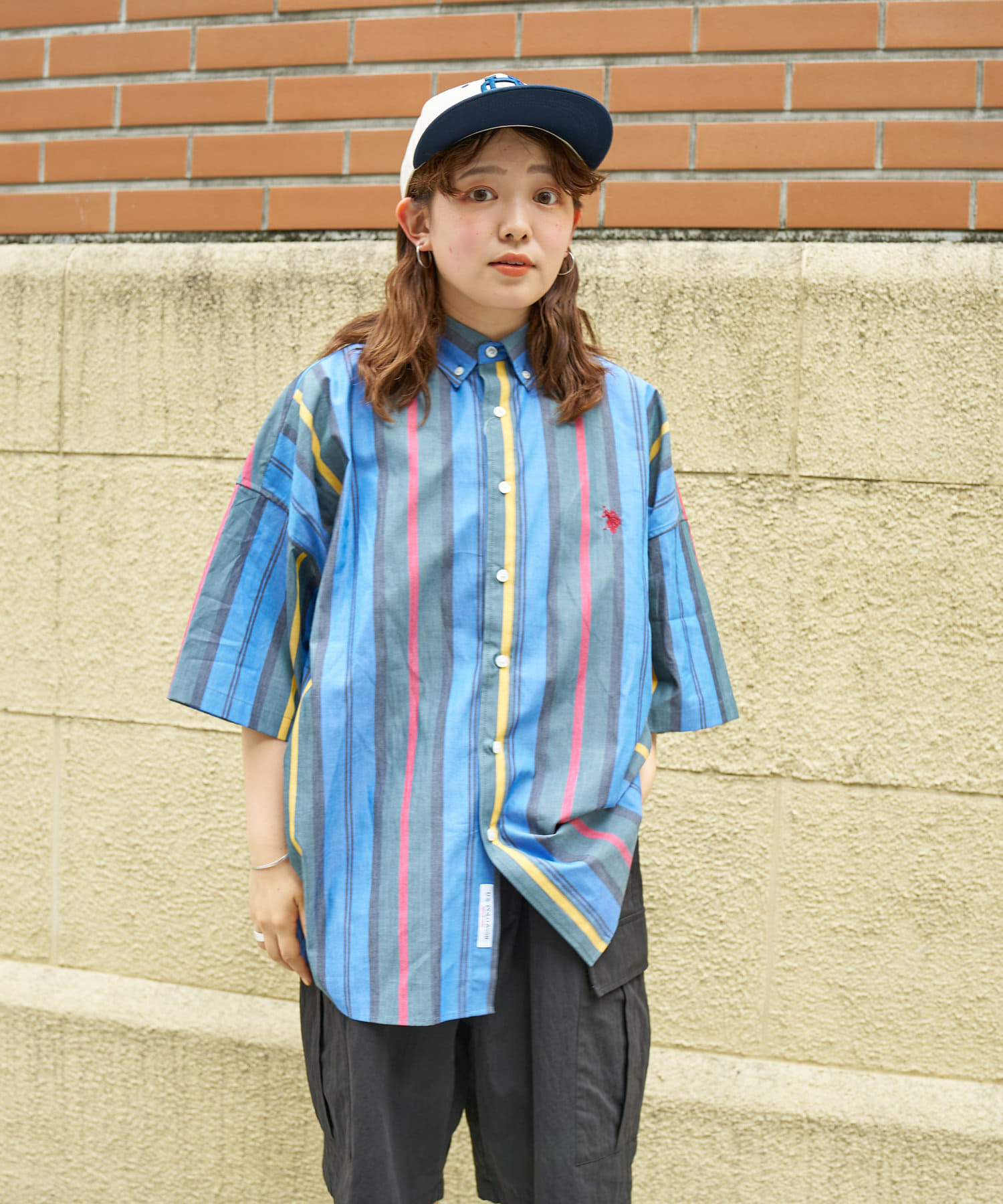 U S Polo Assn マルチストライプ半袖ボタンダウンシャツ Cpcm シーピーシーエム レディース Pal Closet パルクローゼット パルグループ公式ファッション通販サイト