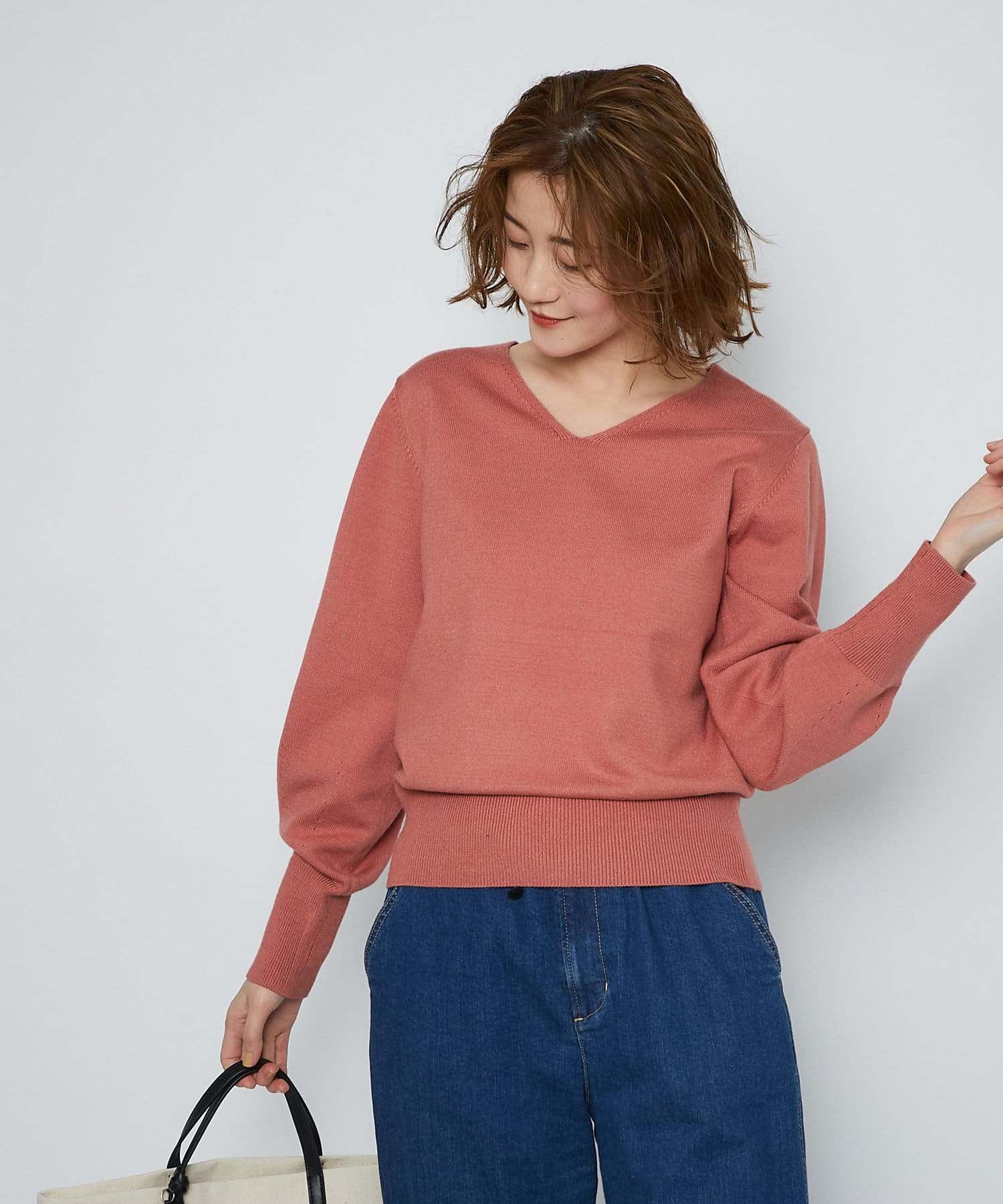 un dix cors(アンディコール) 【大人の日常着】Vネックニットプルオーバー