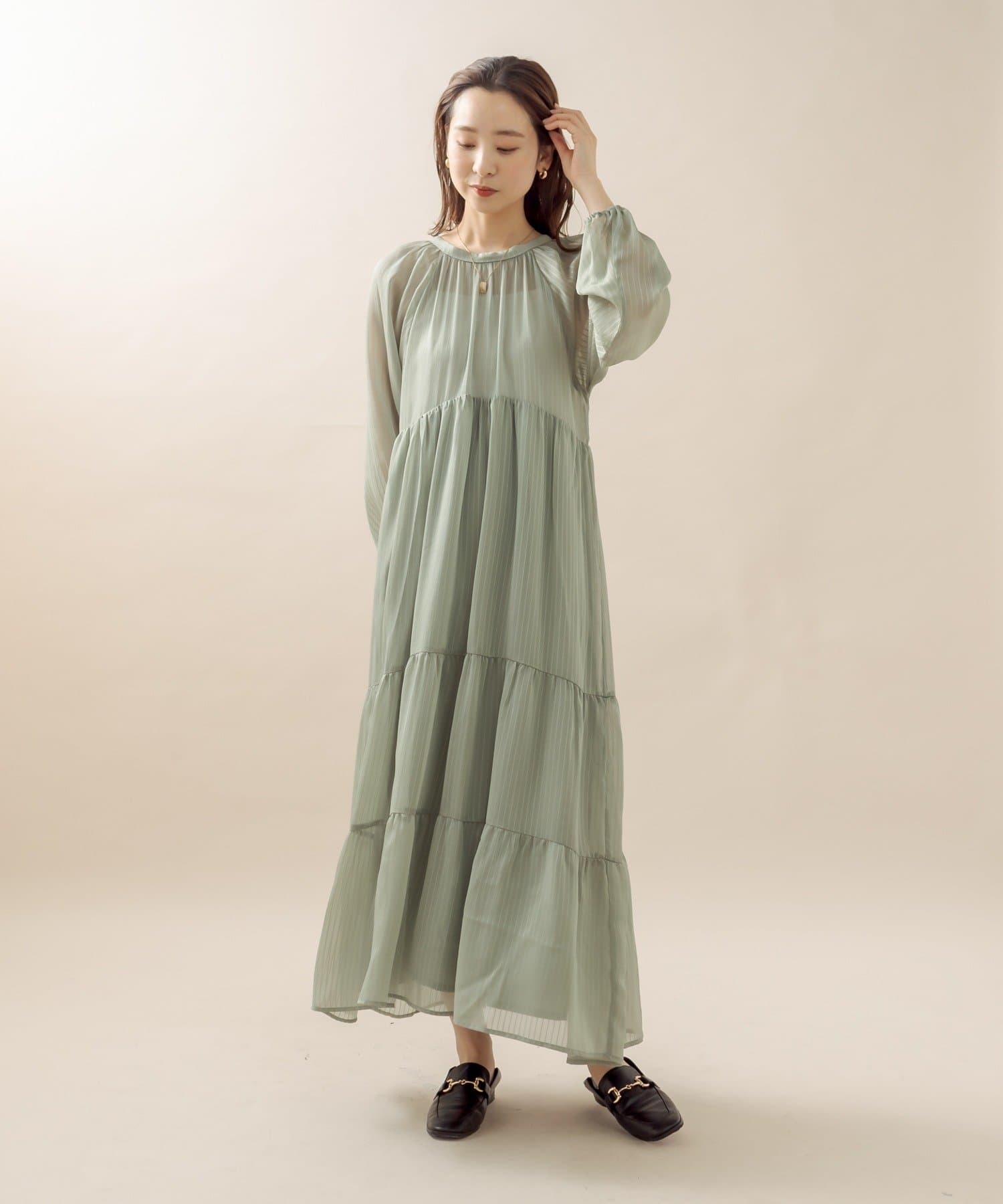 Mline シアーストライプティアードワンピース Mystic ミスティック レディース Pal Closet パルクローゼット パルグループ公式ファッション通販サイト