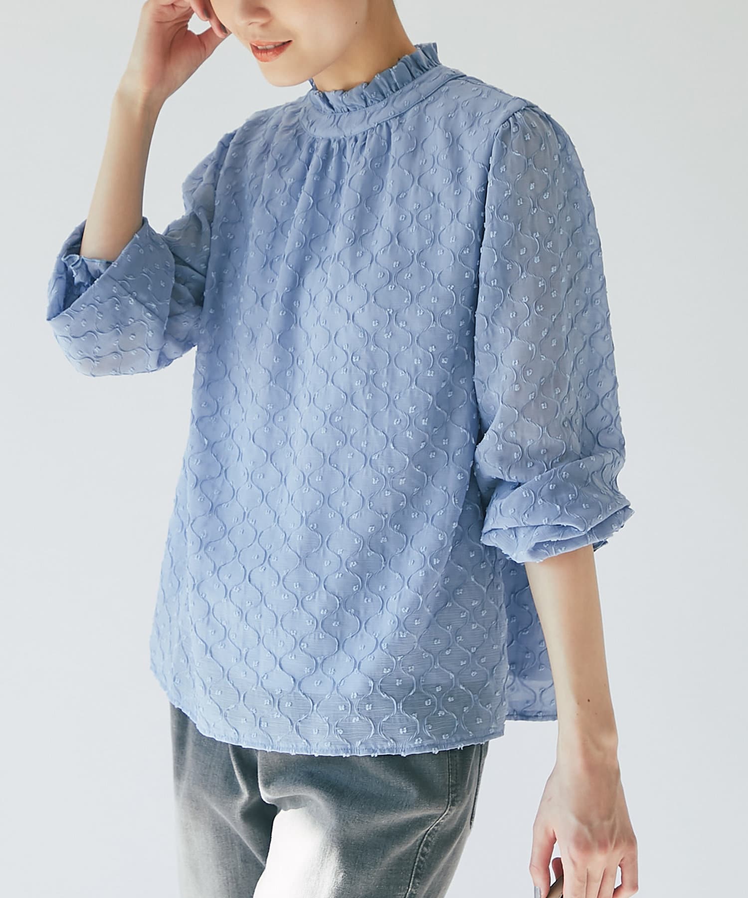 un dix cors(アンディコール) 【WEB限定】ハニカムプリーツ衿ギャザーブラウス