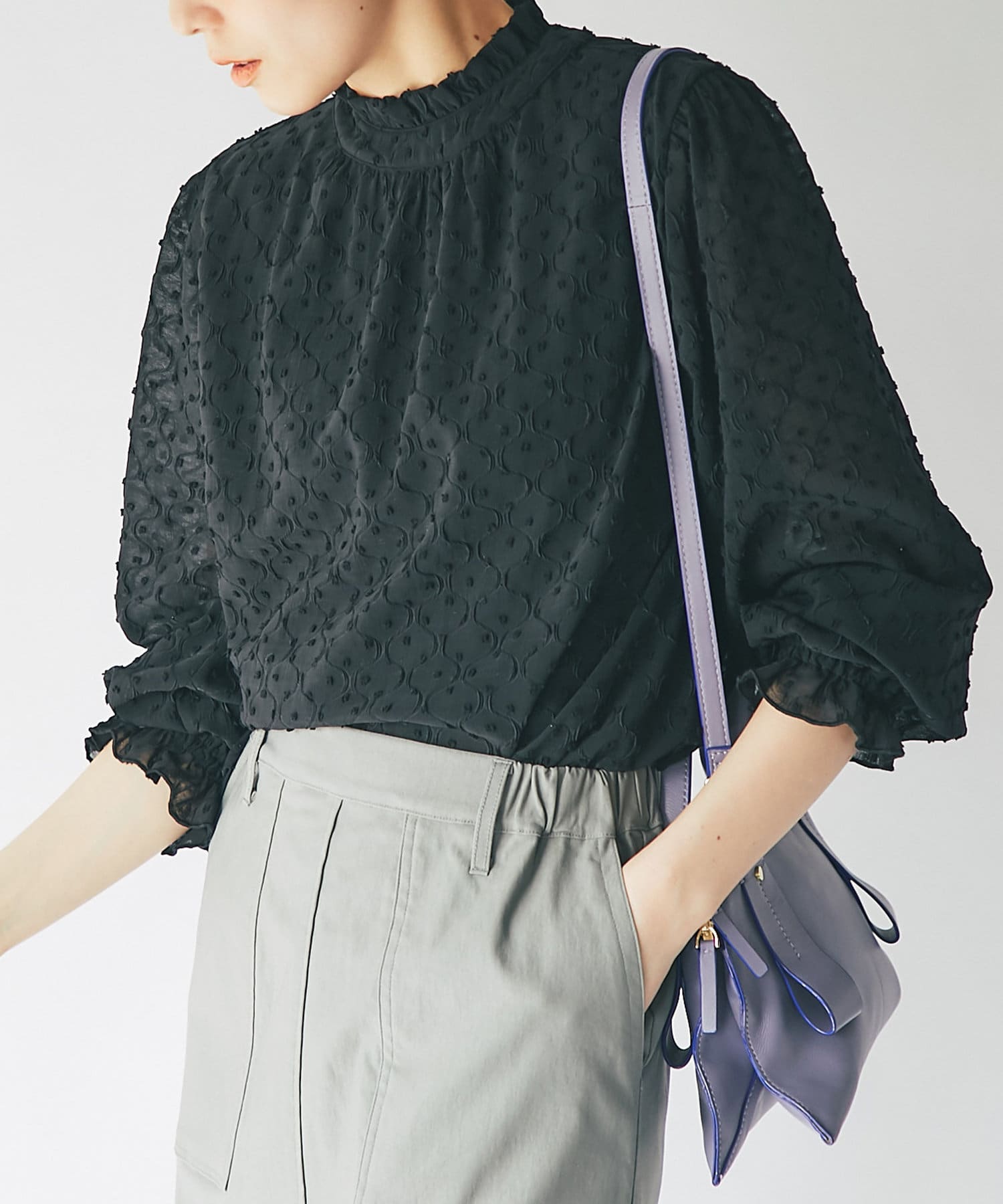 un dix cors(アンディコール) 【WEB限定】ハニカムプリーツ衿ギャザーブラウス