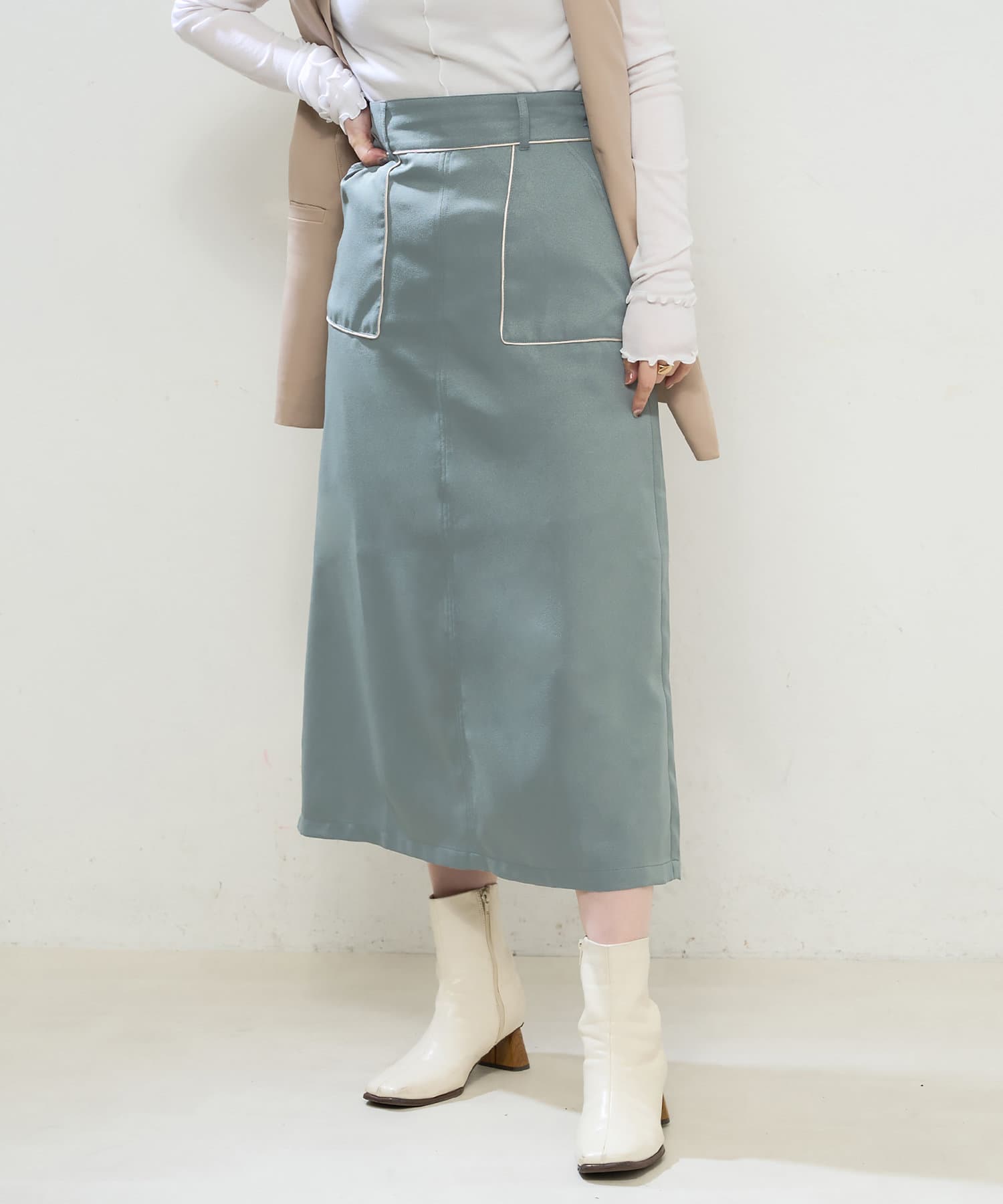 配色パイピングきれいめナロースカート | natural couture(ナチュラル