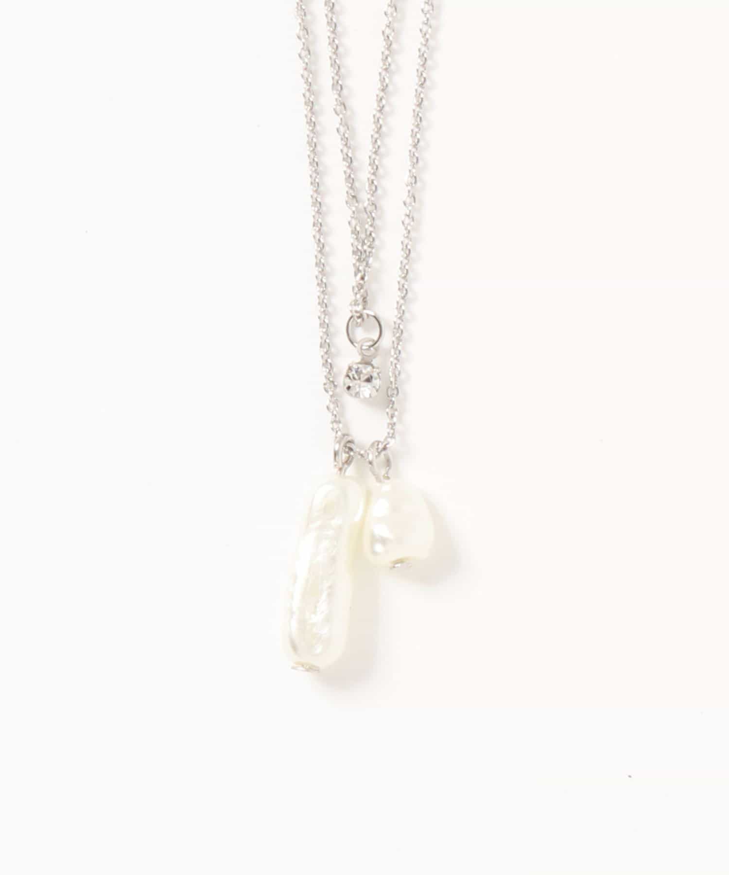 natural couture(ナチュラルクチュール) 2連パール×ビジューネックレス