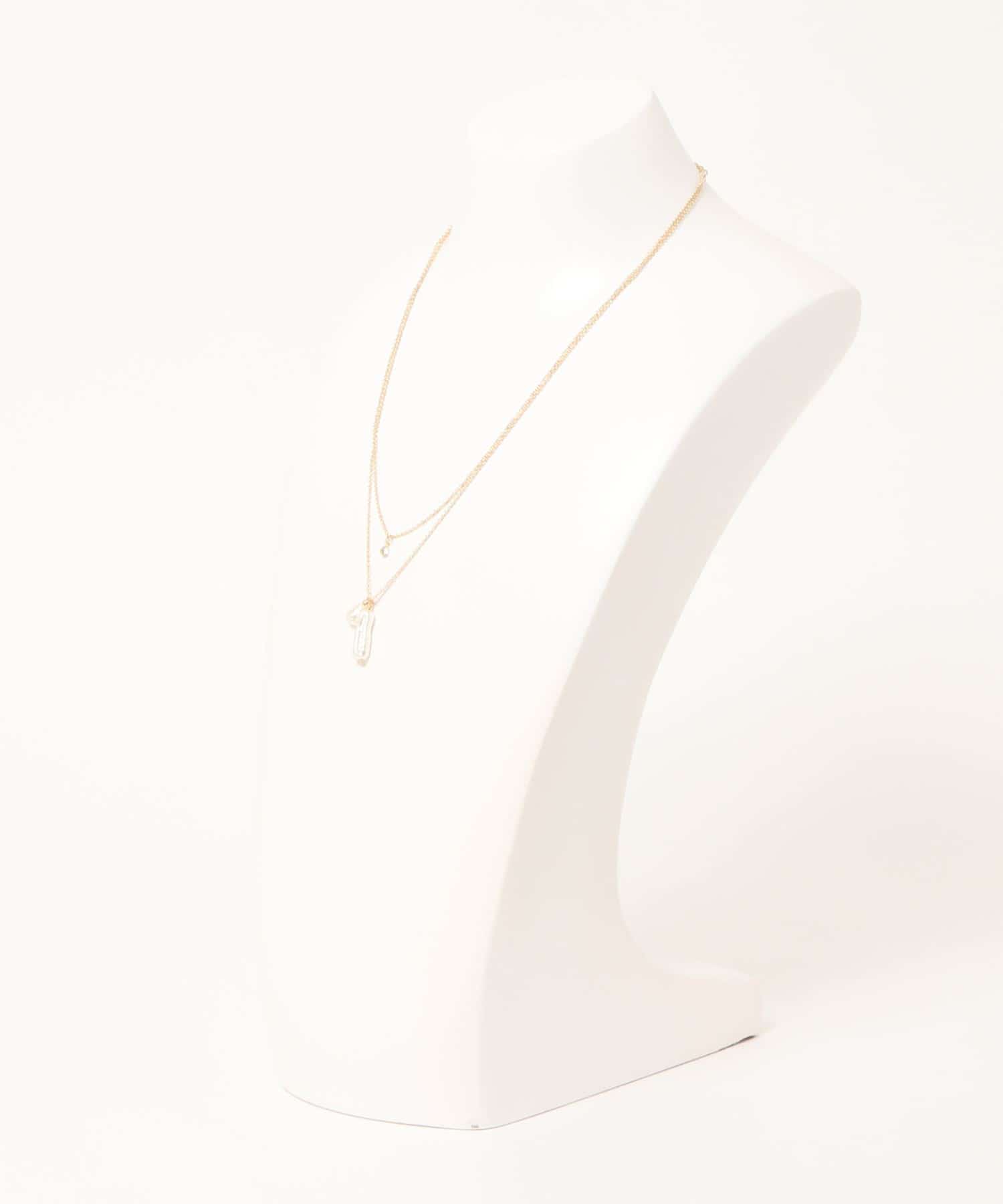 natural couture(ナチュラルクチュール) 2連パール×ビジューネックレス