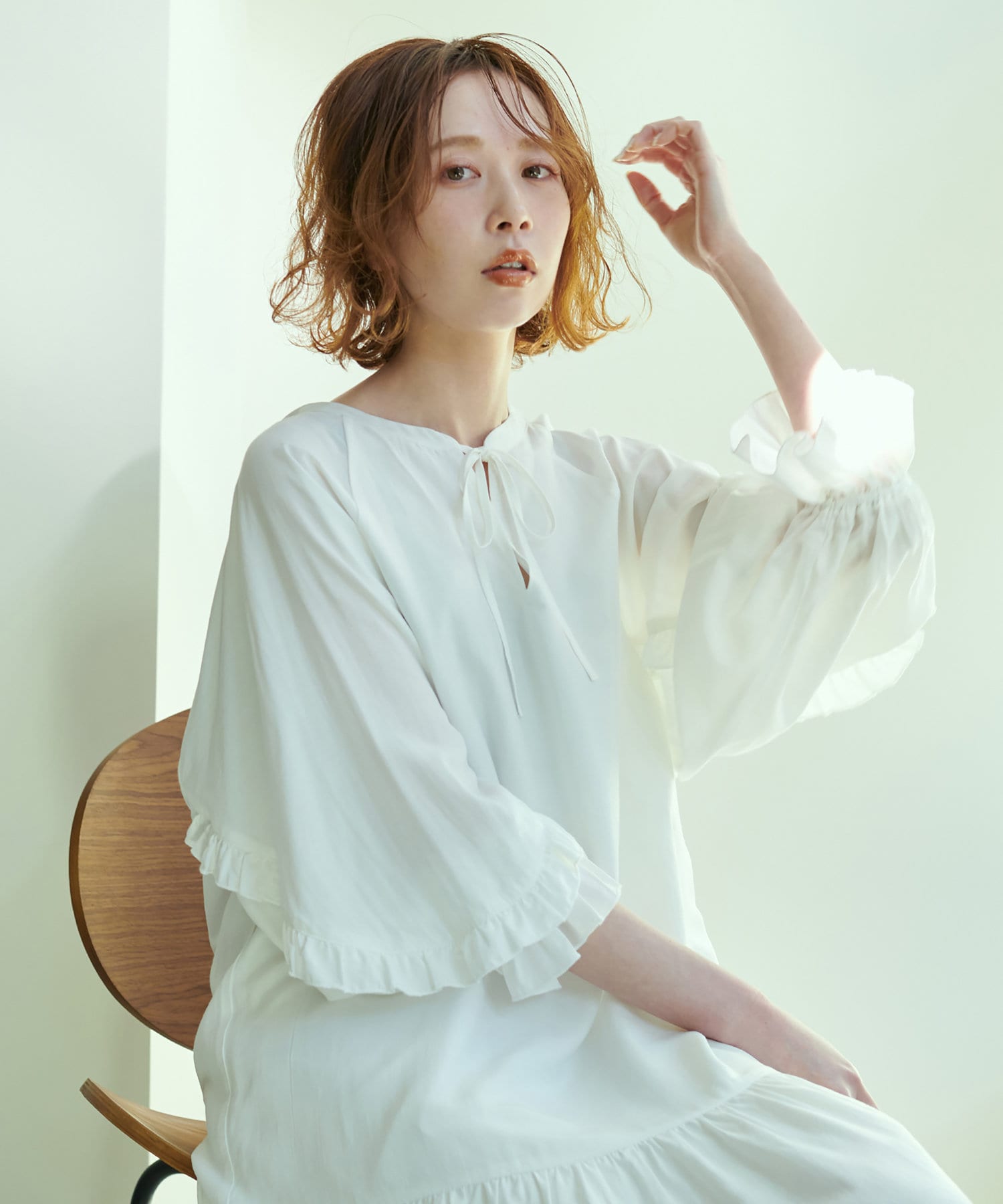 natural couture(ナチュラルクチュール) 【WEB限定】1枚で決まる袖ミニフリルティアードワンピース