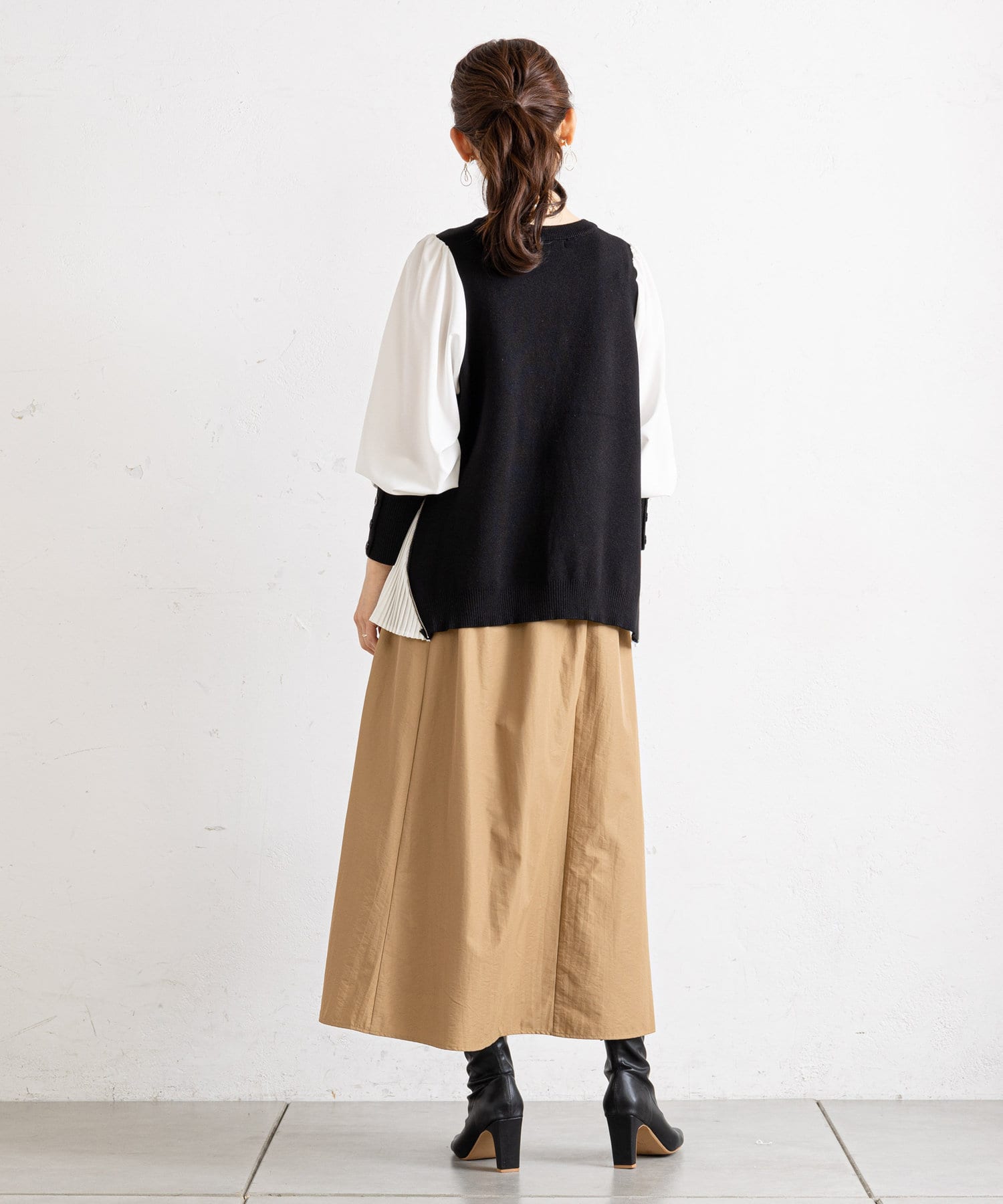 prose verse(プロズヴェール) サイドジッププリーツドッキングニット